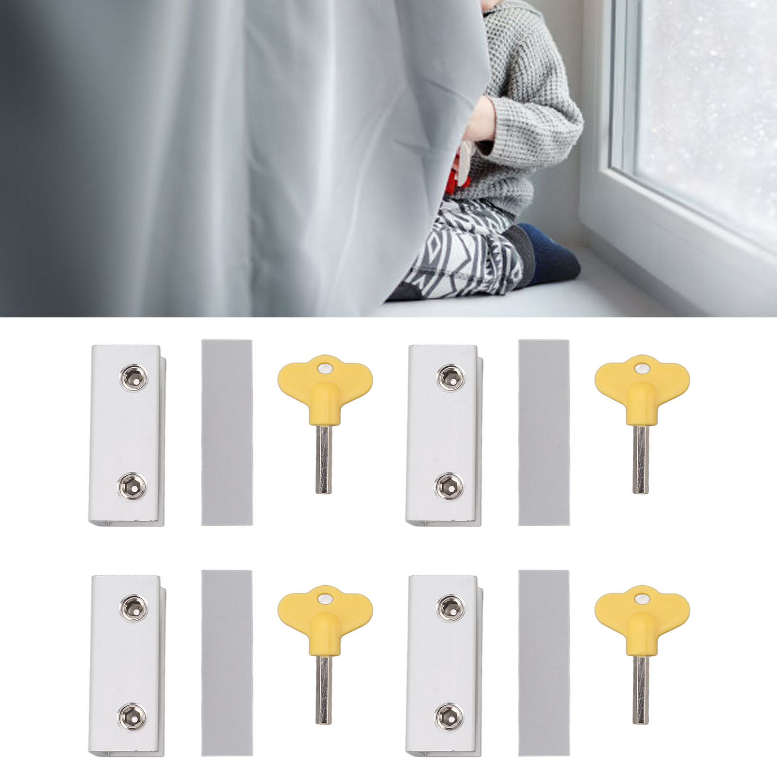 Sets/verkauf Von Fensterverriegelungen, Kindersicherungen, Diebstahlsicherungen, Silbernen Schiebefensterverriegelungen, Moskitonetzen, Moskitonetzen Aus Pvc Und Aluminiumlegierung, Schiebefenstern, V