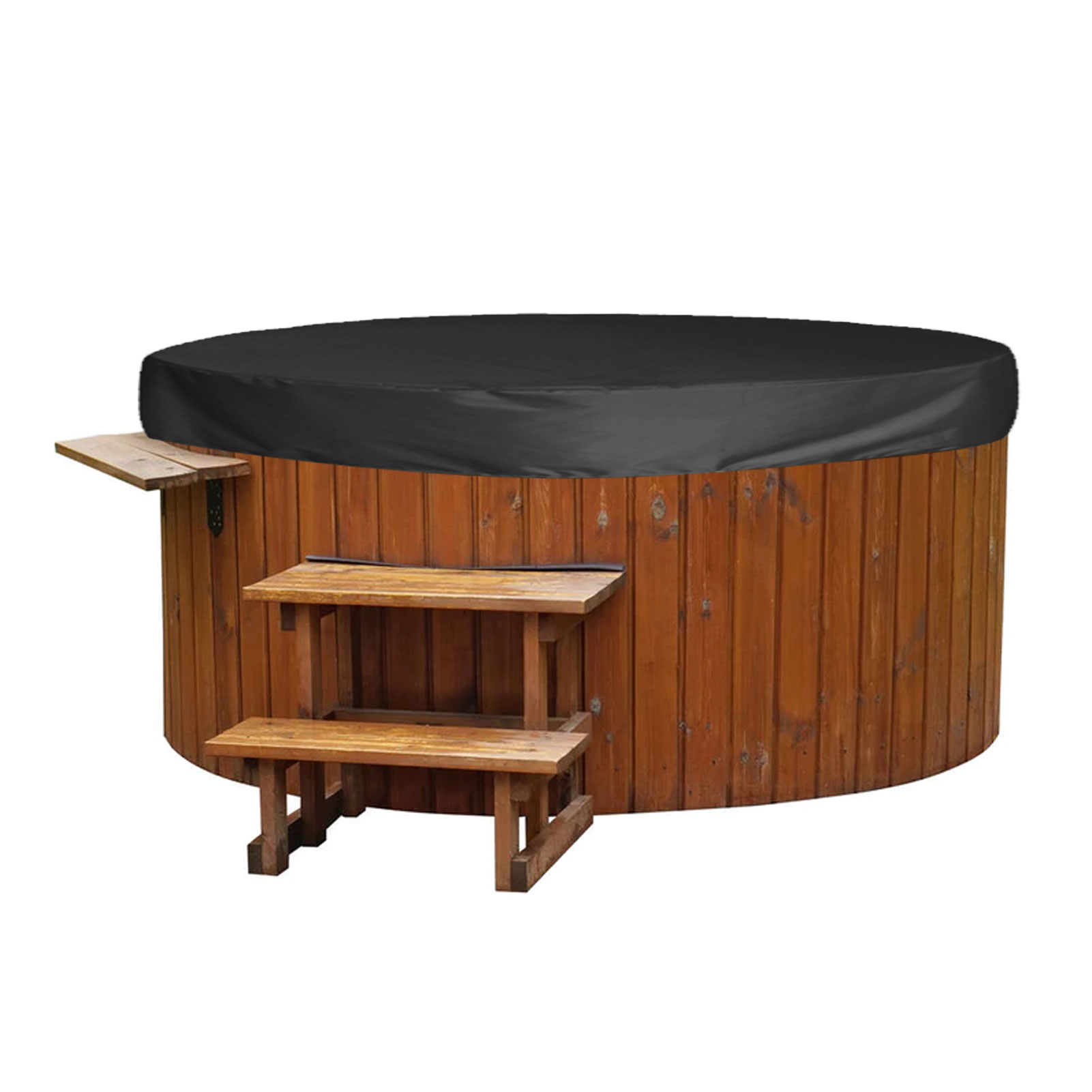 Runde, Wasserdichte Outdoor-badewannenabdeckung Aus Silbernem Polyestertaft (190 Mm), Staubschutzhülle Für Markisen, Wasserdicht Und Beständig Gegen Handelsübliche Chemikalien, 190 X 30 Cm, Schwarz