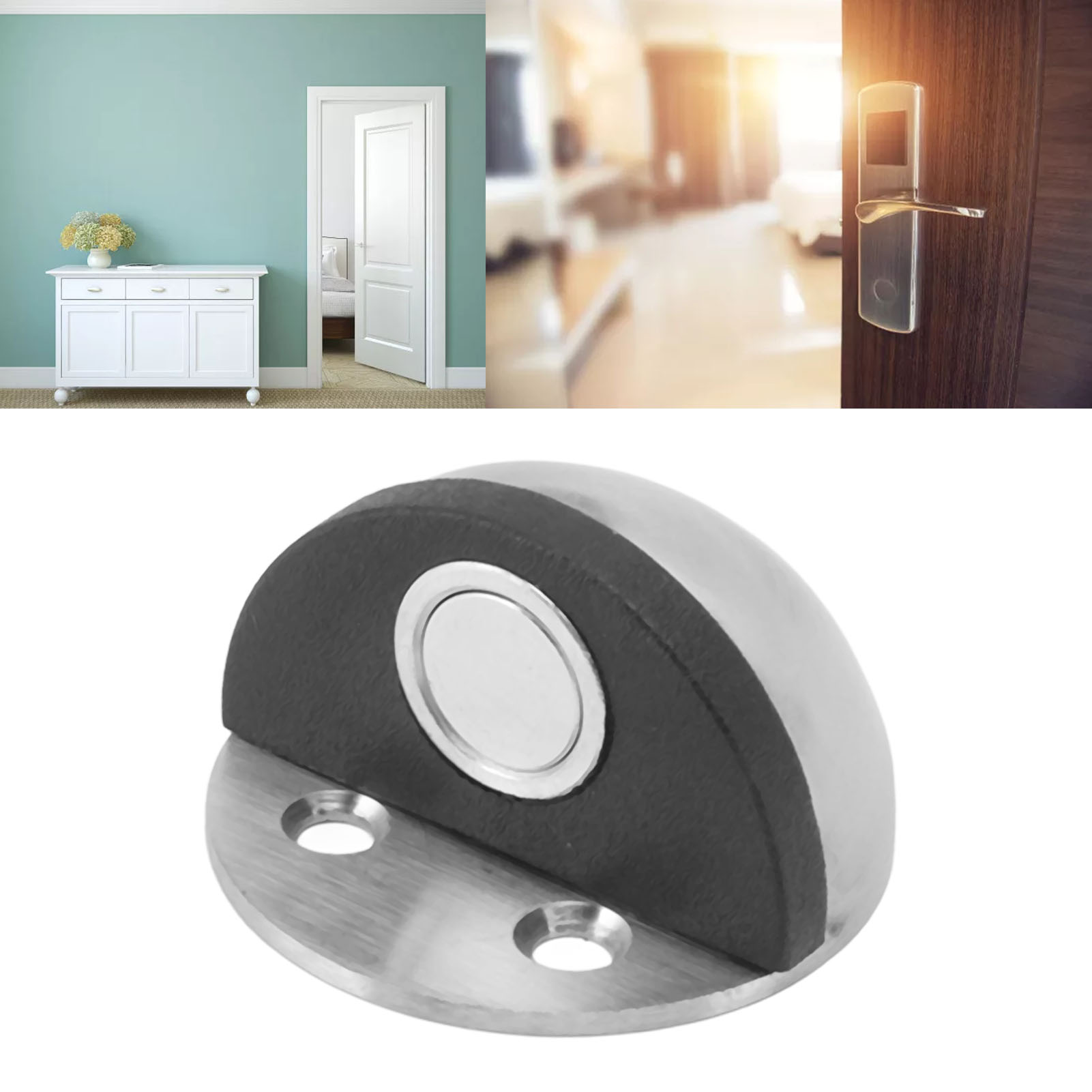 6-teiliges Set Mit Magnetischer Endkappe, Kein Bohren Erforderlich, Doppelt Verwendbarer Türstopper, Magnetischer Bodenstopper, Halbkreisförmiger Antikollisions-türstopper