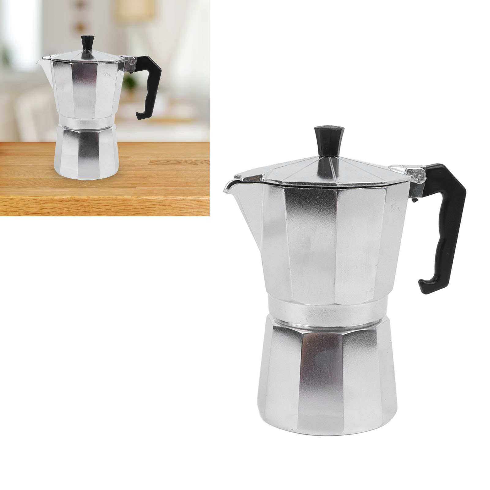 Mokkakanne Aus Aluminium Für Den Außenbereich, Zuhause Und Büro, Espressomaschine, Achteckige Mokkakanne.