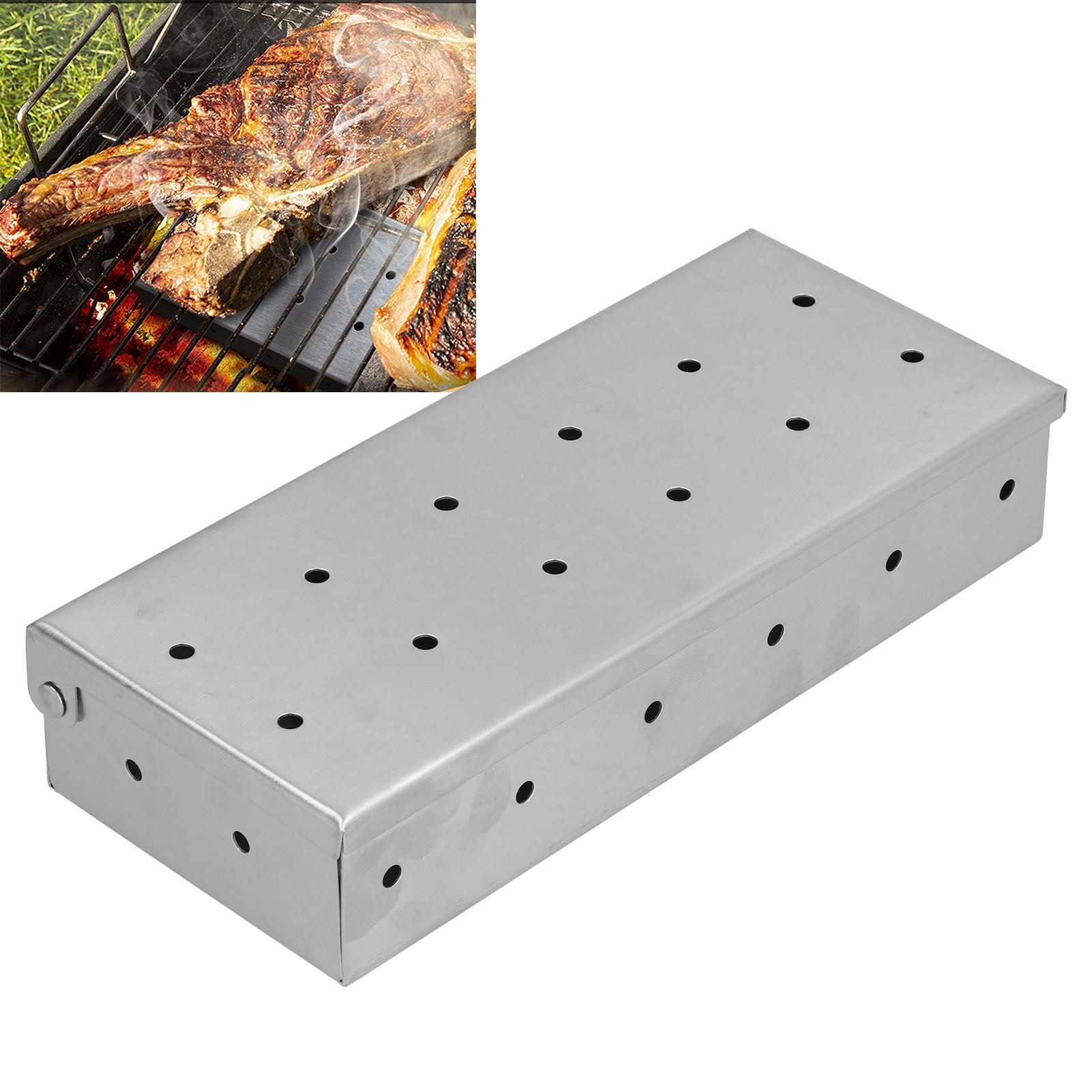 Grillzubehör: Räucherbox Aus Edelstahl, Obstholzbox, Holzkohlebox, Gewürzbox, Außengrill