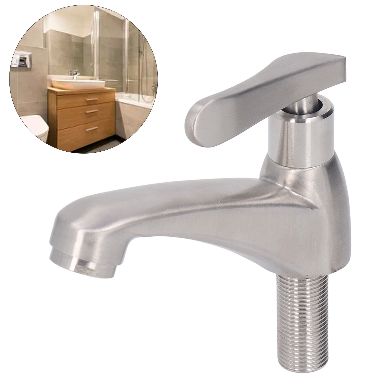Waschbeckenarmatur Aus Edelstahl 304, Einhebelmischer Für Kaltwasser, Kleines 98-mm-modell, Für Balkon- Oder Badezimmerwaschbecken.