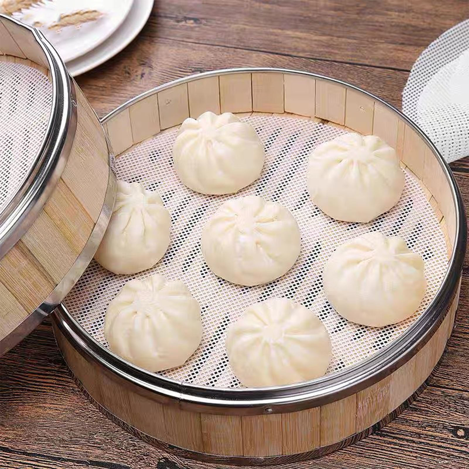 Dampfgarmatte Aus Lebensmittelechtem Silikon, Runde Antihaftmatte Für Den Hausgebrauch, Ideal Für Gedämpfte Brötchen Und Mantous, Hitzebeständig.