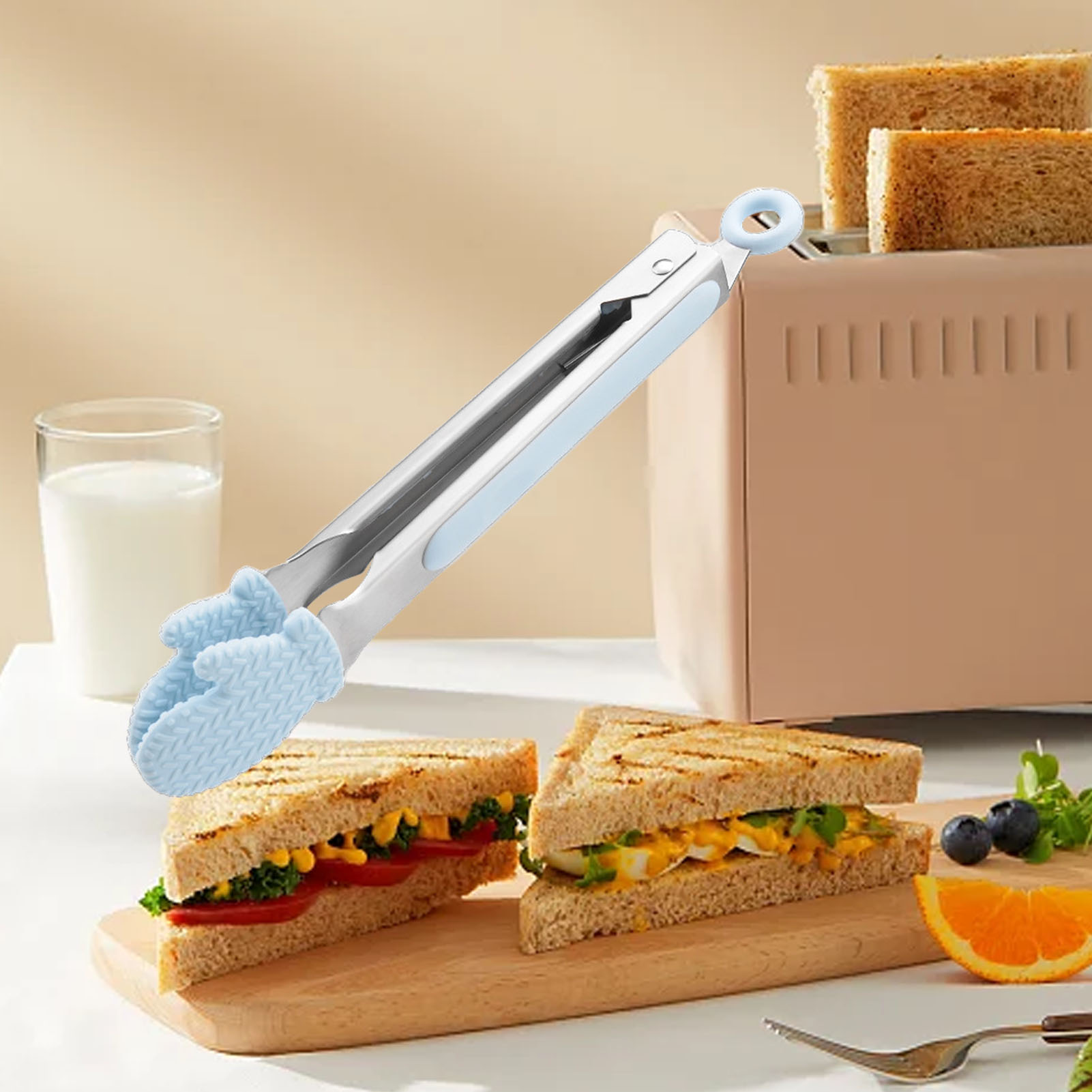 Rutschfeste, Handförmige Silikon-backzange Mit Verriegelungsmechanismus Zum Backen Und Brotbacken.
