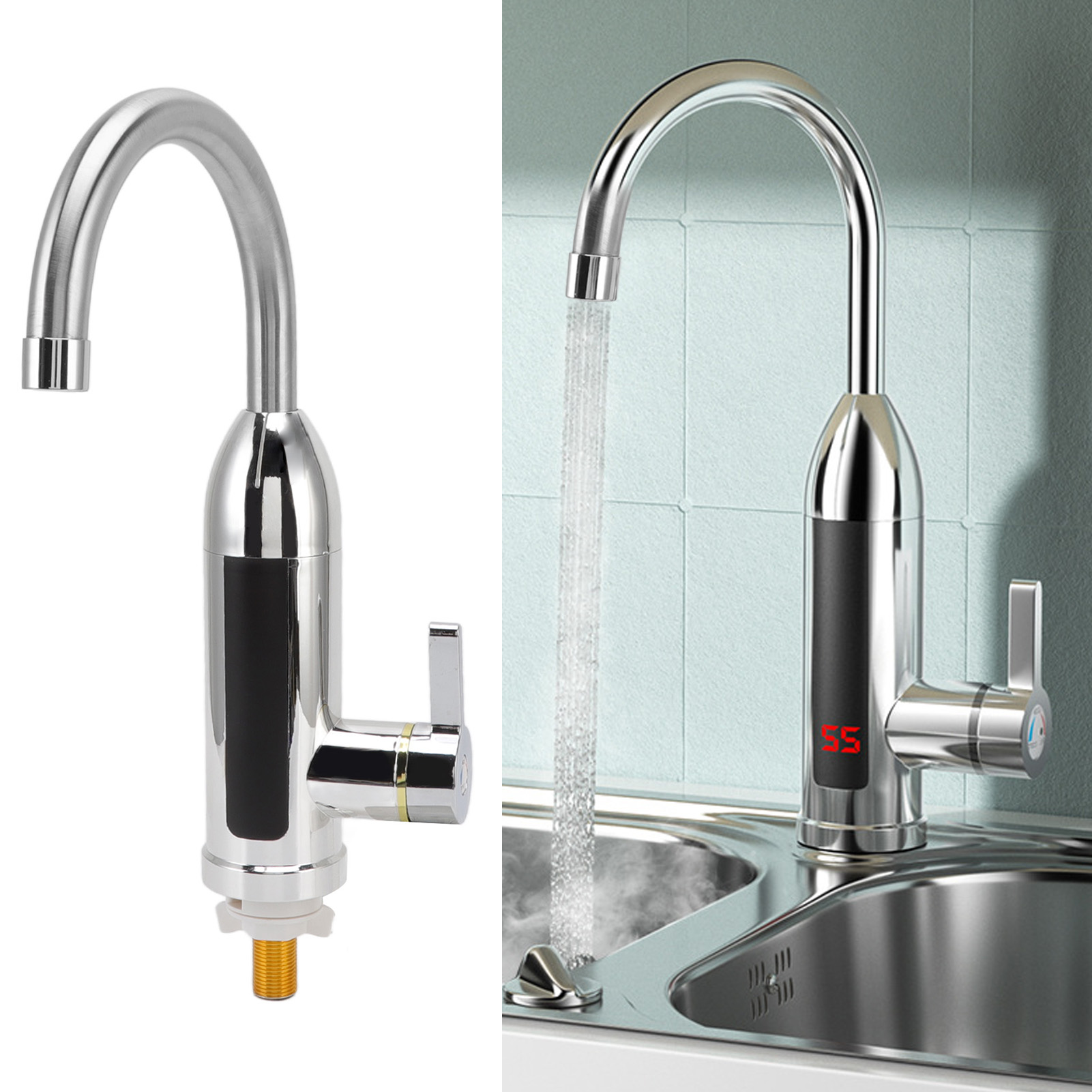 Heißwasser-durchlauferhitzer Für Kleine Küchen Und Badezimmer Im Großhandel, Elektrische Edelstahlarmaturen Für Warm- Und Kaltwasser, Europäischer Standard 220 V
