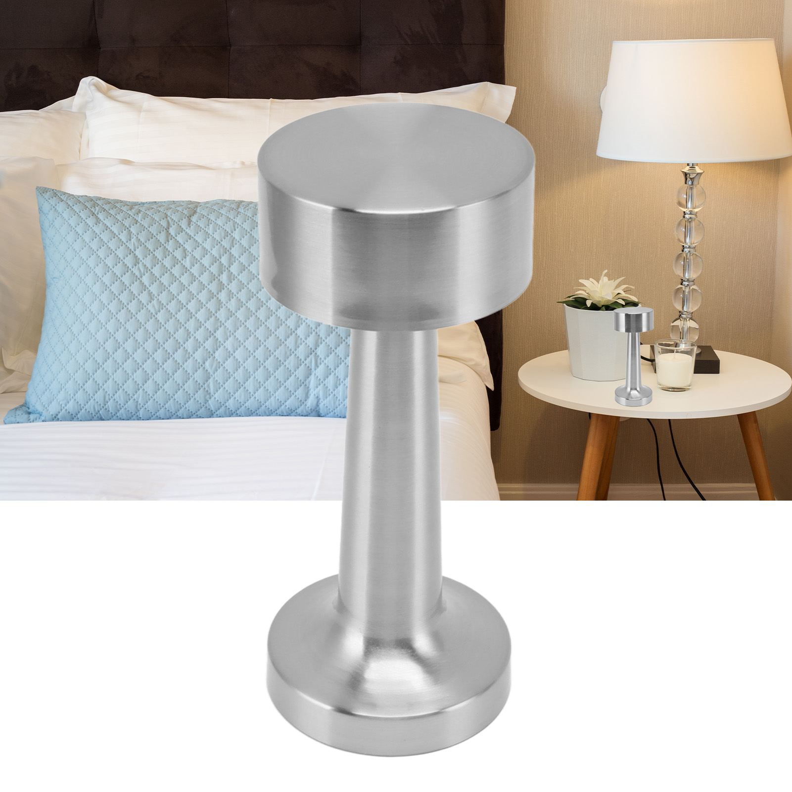 Led-nachttischlampe Fürs Schlafzimmer, Tragbare Kabellose Tischlampe, Wiederaufladbare 3-farben-stimmungslampe Für Die Bar, Esstischlampe.