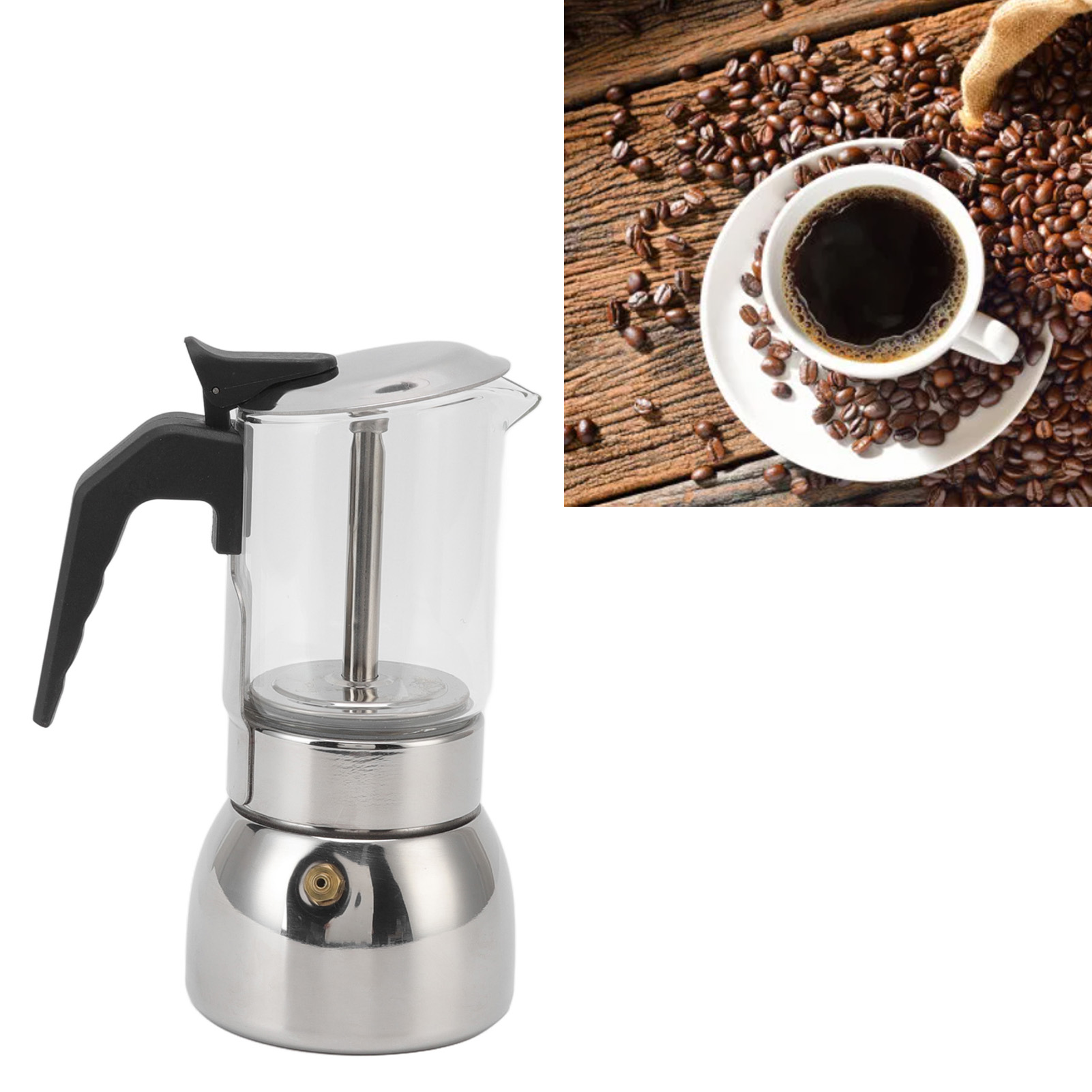 Hochtemperaturbeständiger Glasfilterkessel, Tragbare Kaffeemaschine Aus Edelstahl, 200 Ml.