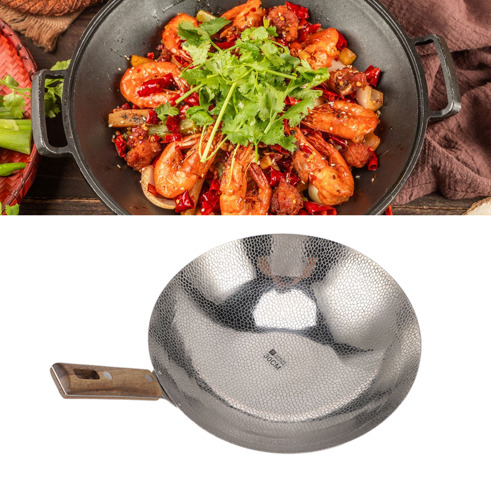 Trockener Topf Mit Holzgriff, Bratpfanne, Fleischpfanne, Spiritusbrenner, 30 Cm