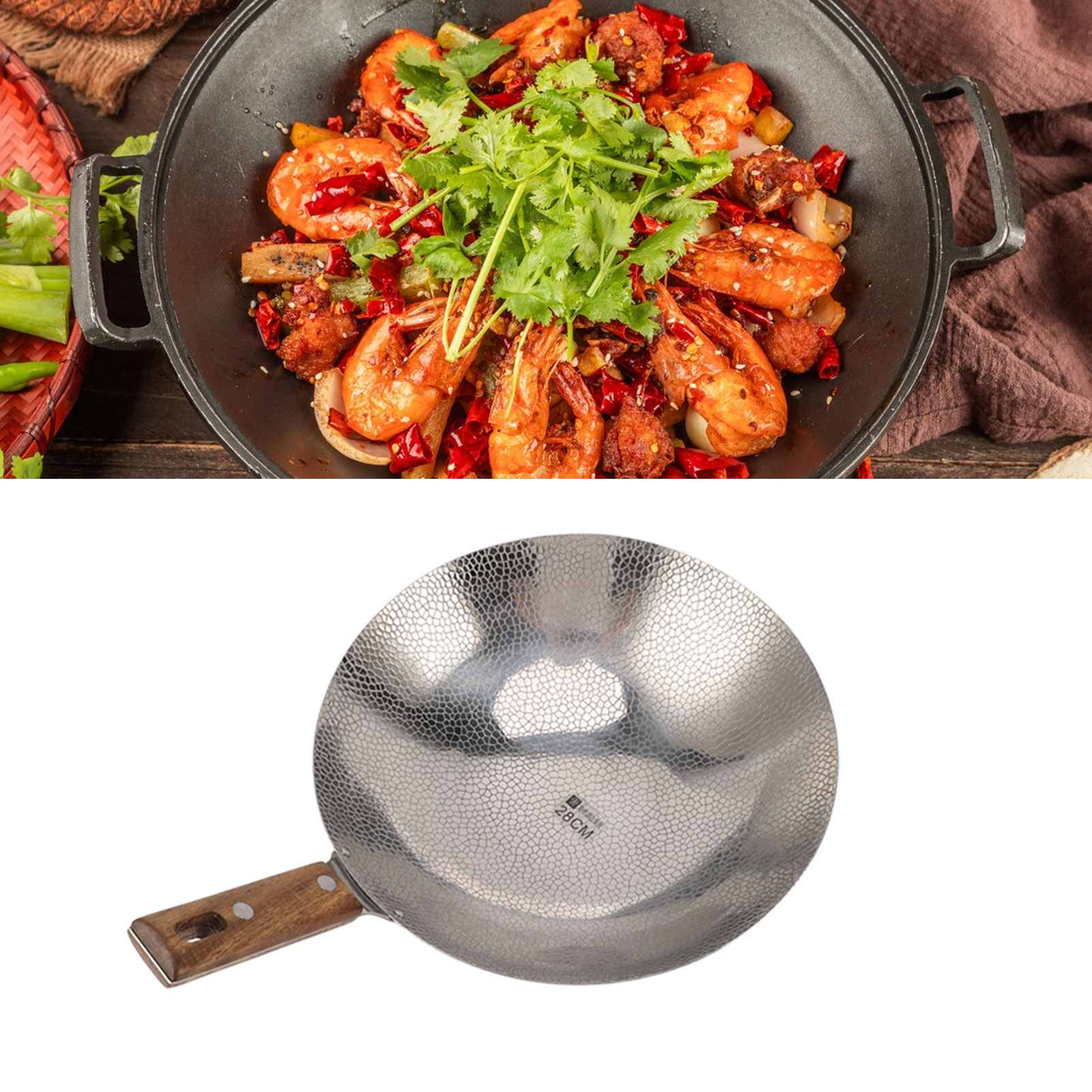 Trockener Topf Mit Holzgriff, Bratpfanne, Fleischpfanne, Spiritusbrenner, 28 Cm