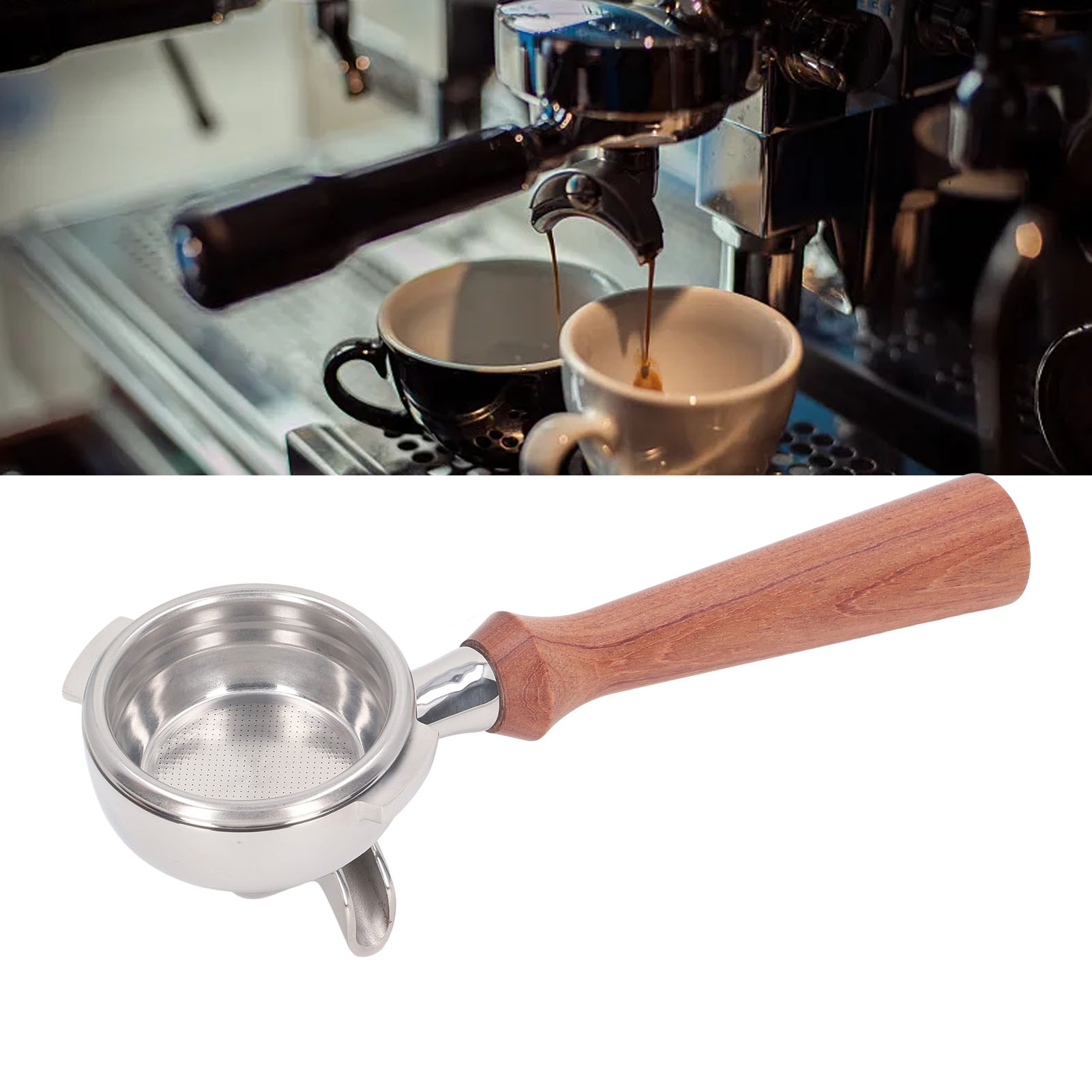 Nuova Kaffeemaschine Mit Doppelauslauf, 58 Mm, Edelstahlgriff, Modell F, Brasilianisches Rosenholz