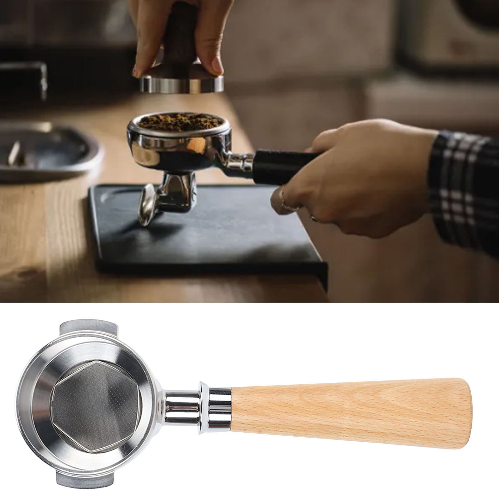 58-mm-einzelkopf-extraktionsgriff Für Milchtee, Kaffee Und Milchgetränke – Halbautomatischer Extraktionsgriff Für Tee Und Kaffee, Modell A2, Buchenholz Natur