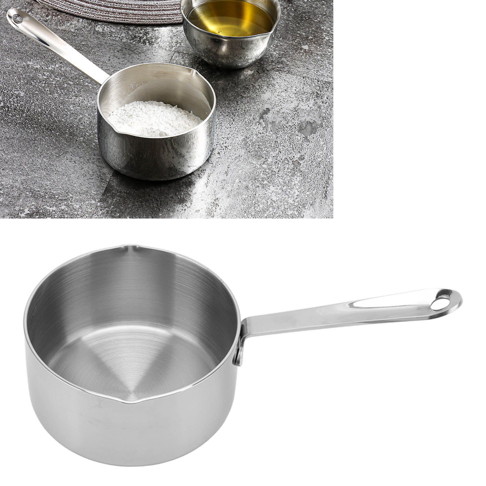 Öltopf Aus Edelstahl 316, 350 Ml, Mit Stahlgriff Und Schmelzpunkt, Ideal Zum Schmelzen Von Butter, Milch Oder Heißem Öl.