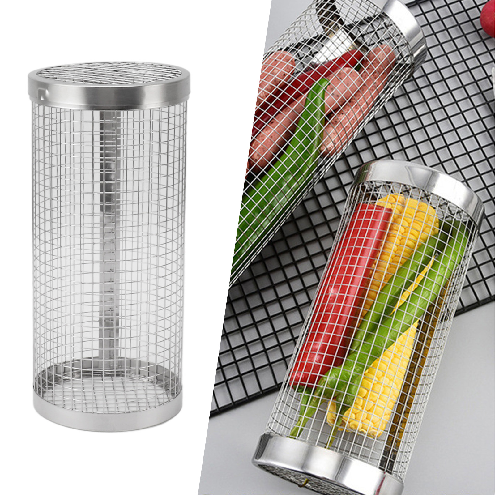 Drehbarer Grillrost, Grillständer, Grillnetz Aus Edelstahl, Grillkorb, Rundrohr Für Den Außenbereich, Kleine Größe