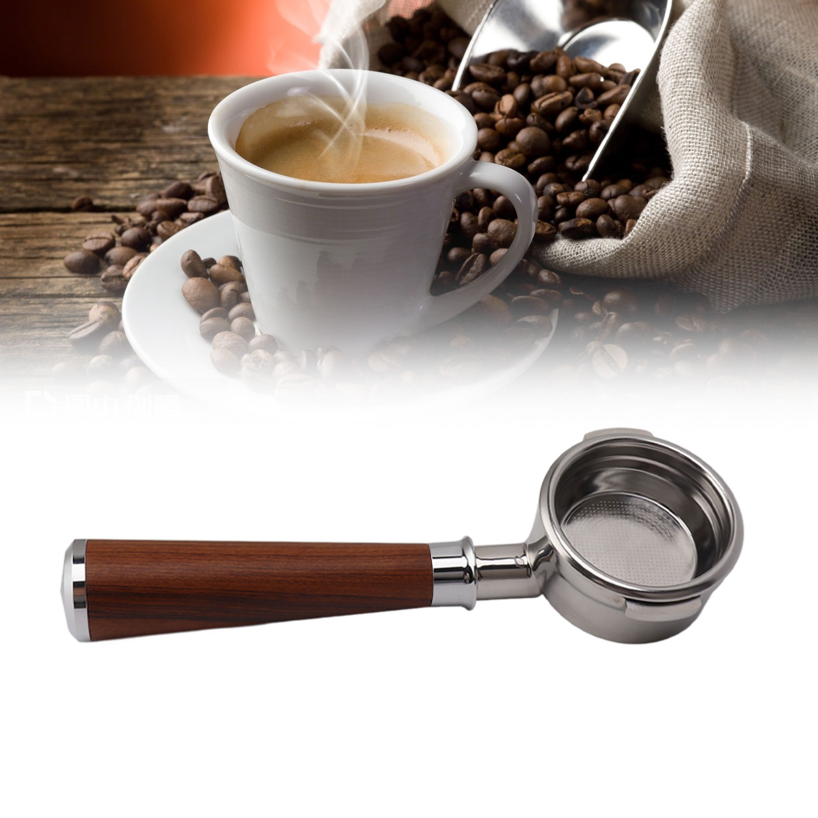 Universalgriff Für Breville Series 9 Kaffeemaschinen, 58 Mm, Mit Zwei Griffen, Bodenloser Edelstahlgriff, Typ A, Rosenholz