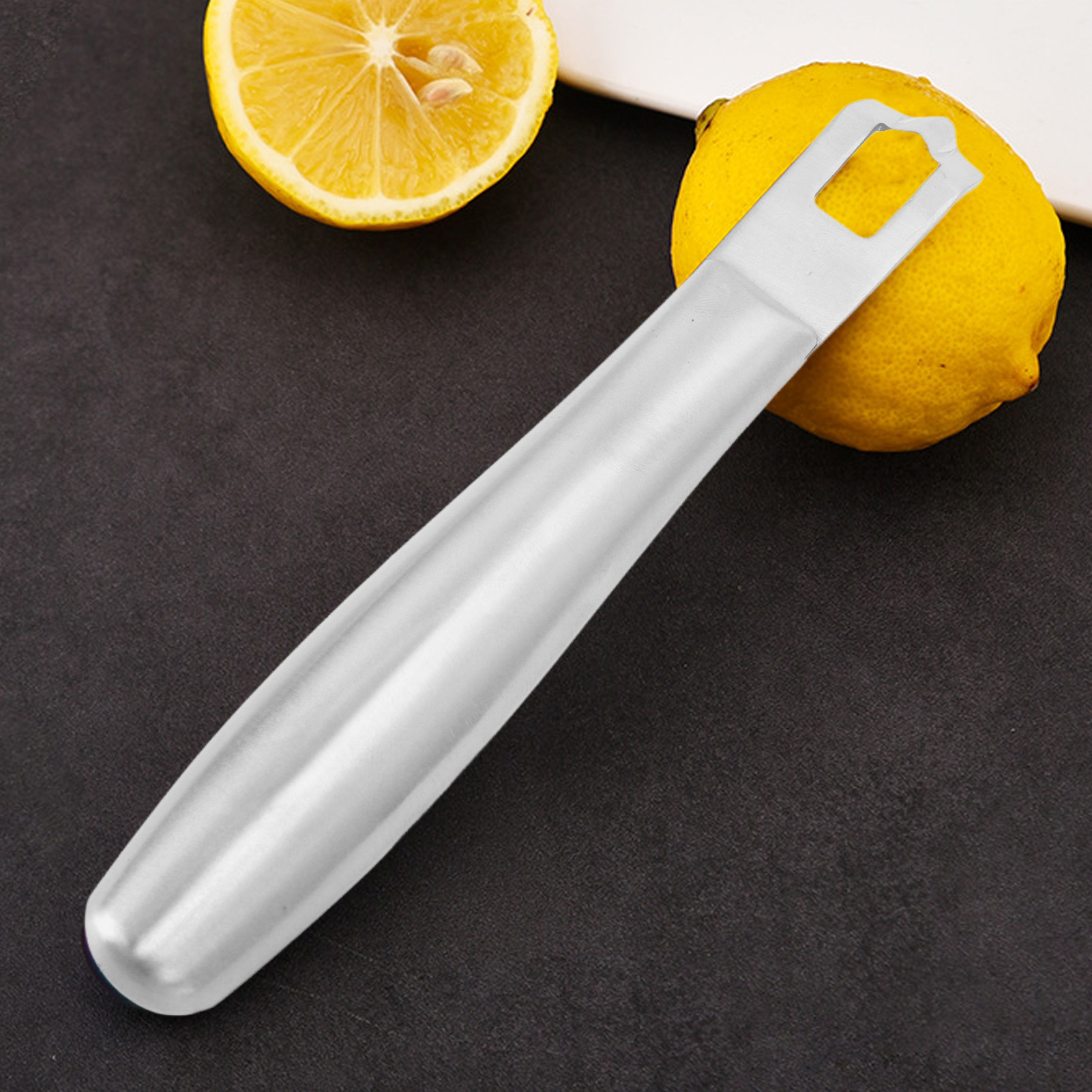 Zitronenschäler Aus Edelstahl, Multifunktionaler Küchenschäler, Silber