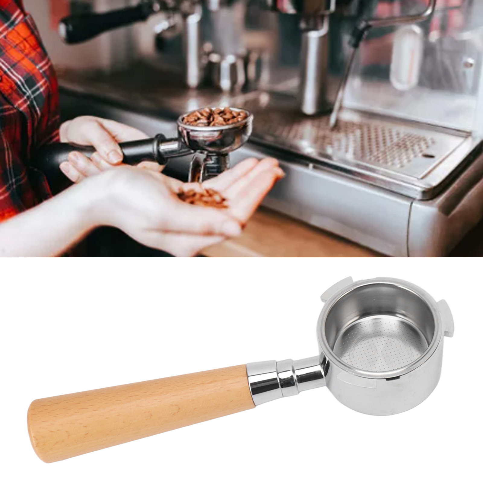 Kaffeezubehör, Kaffeemaschinengriff, Dreigriff-bodenlos-kaffeemaschinengriff, Kaffeemaschinengriff Aus Zinklegierung