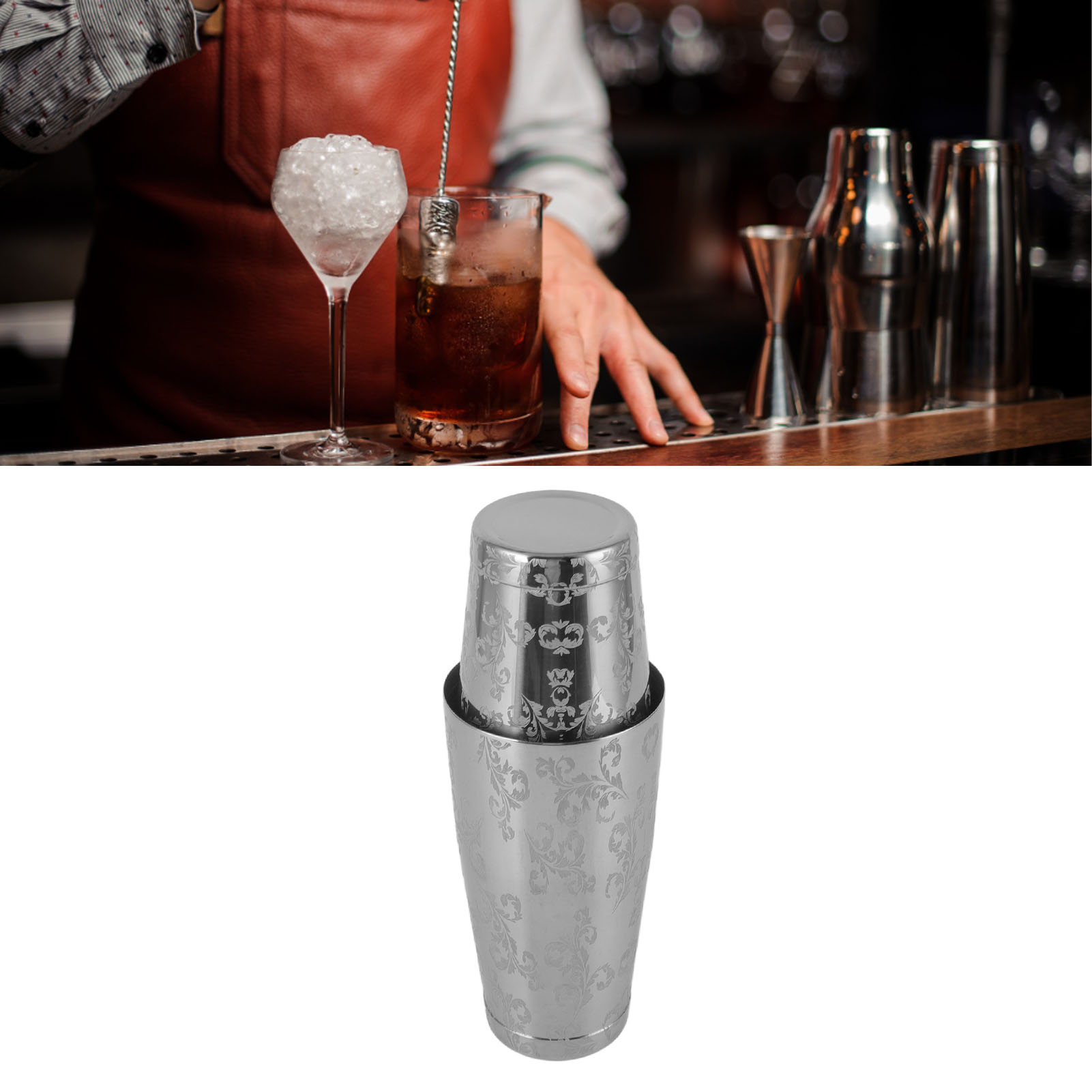 Weingläser Aus Edelstahl 304 Im Japanischen, Amerikanischen Und Boston-stil, Cocktailshaker-set, Baron-shaker Mit Gravur Und Klassischem Silberfuß