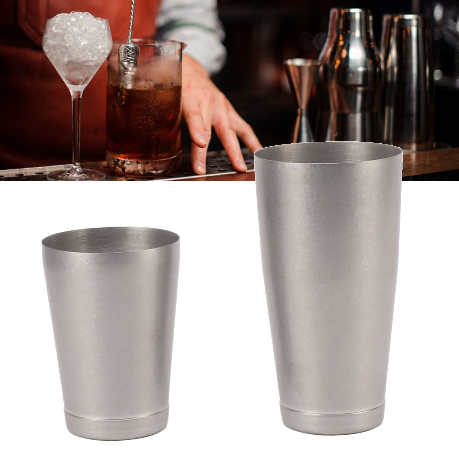 Zweiteiliger Französischer Shaker Aus Edelstahl 304 Mit Sockel, Antike Boston-optik