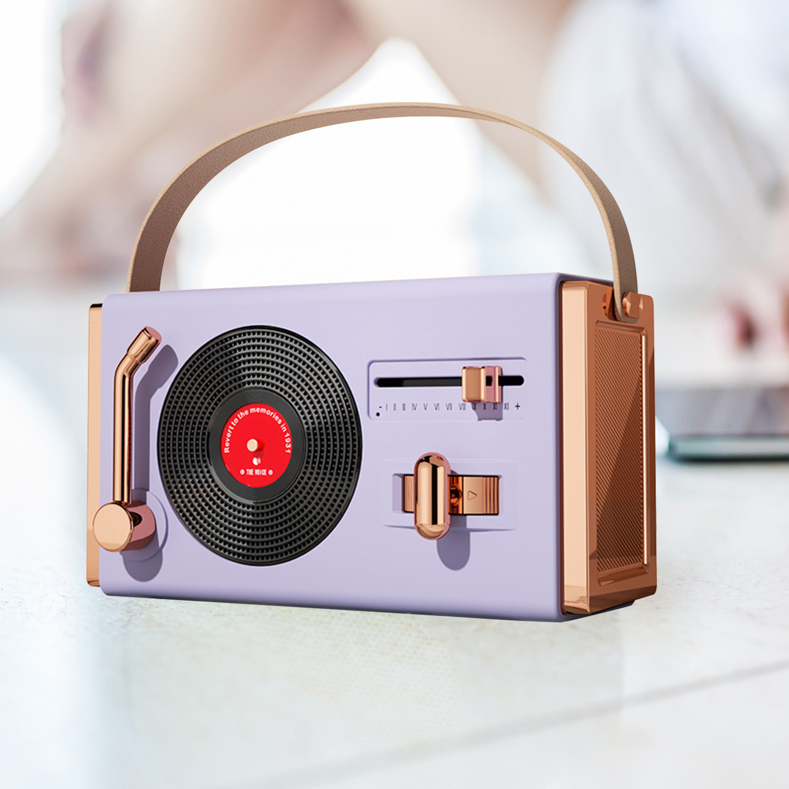 Tragbarer Retro-bluetooth-lautsprecher Für Den Heim- Und Outdoor-einsatz, Mit Subwoofer, Premium-geschenk, Klassischem Stil, Kartenleser Und Usb-anschluss, Traumhafte Lila Farbe.