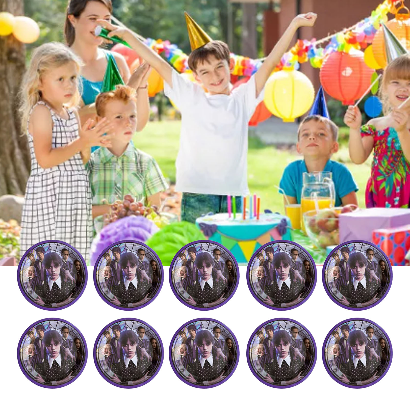 Partyzubehör Für Mittwoch: Pappteller, Pappbecher, Papierservietten, Wimpel, Tischdecken, Bonbonschachteln, Reiskuchenschachteln, Besteck, Löffel, Strohhalme, 23-cm-teller (10er-packung).
