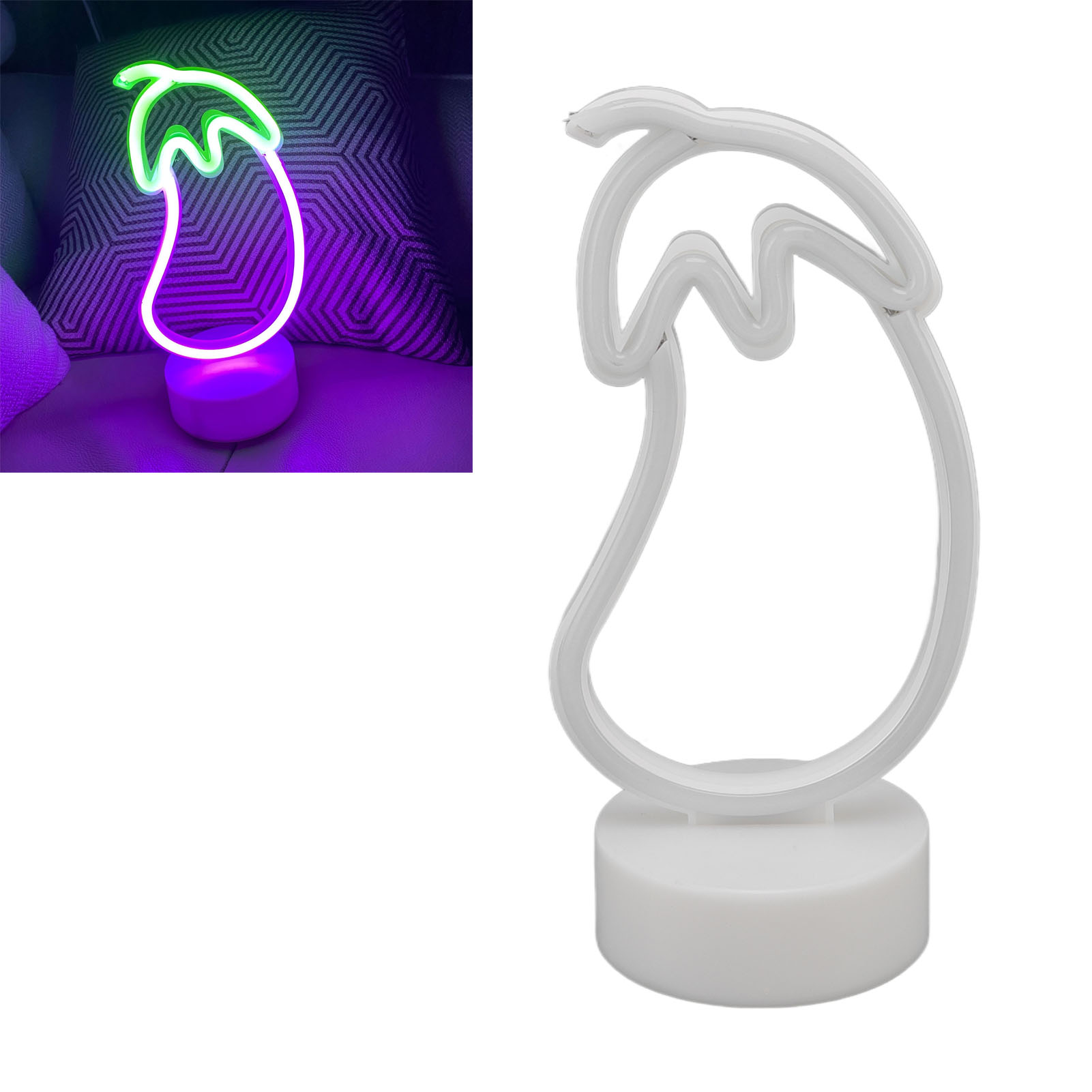 Neonleuchte In Auberginenform, Schlafzimmerdekoration, Usb-/batteriebetrieb, Weihnachtsdekoration, Led-stimmungsbeleuchtung