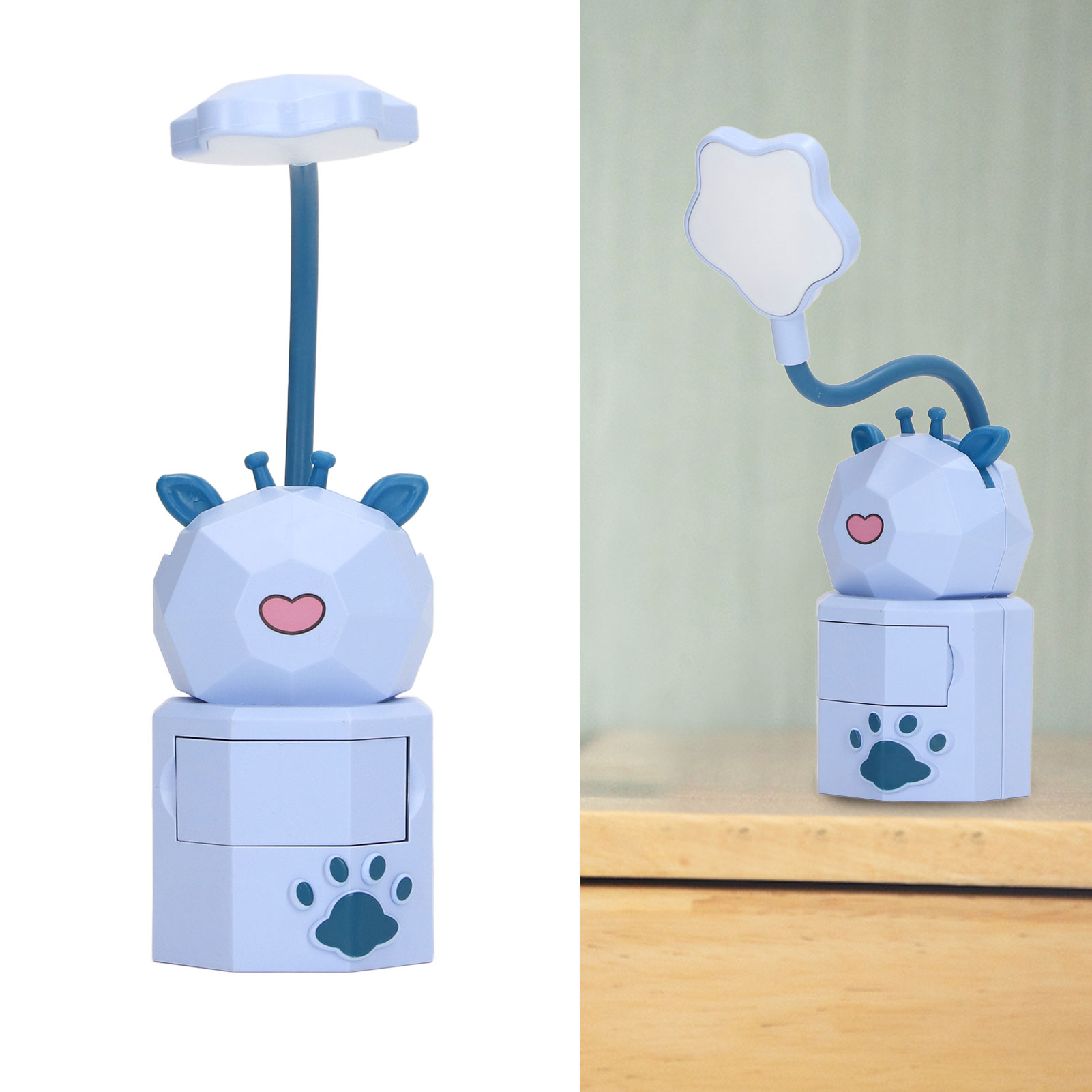 5v 3w Led-schreibtischlampe, Lila Hirschmotiv, Mit Aufbewahrungsschublade, Usb-aufladbar, Ideal Zum Lesen In Studentenwohnheimen Und Zum Schutz Der Augen, Yc-5802