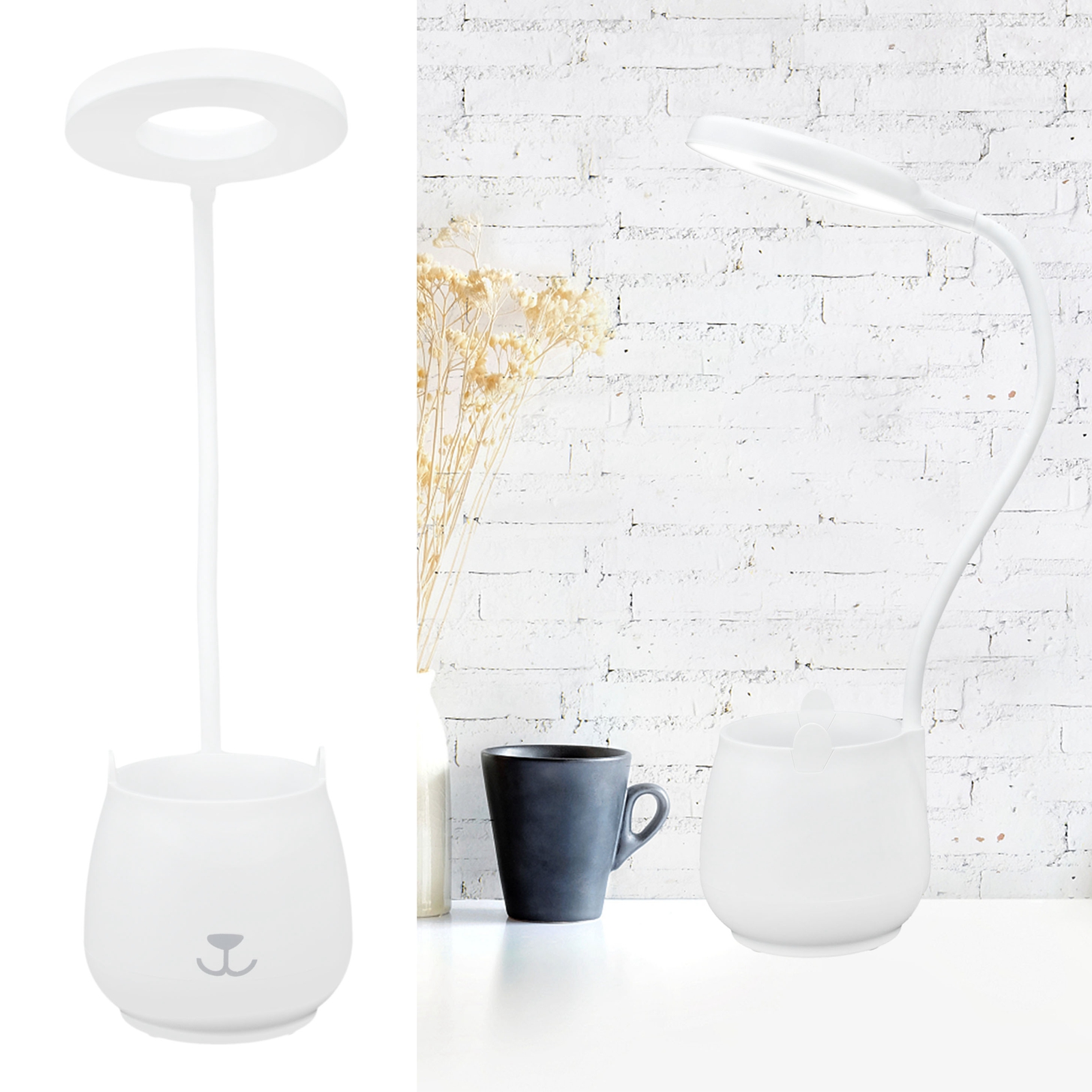 Wiederaufladbare Schreibtischlampe Für Schüler Mit Handyhalterung, Faltbare Schreibtischlampe, Stifthalter, Touch-schreibtischlampe