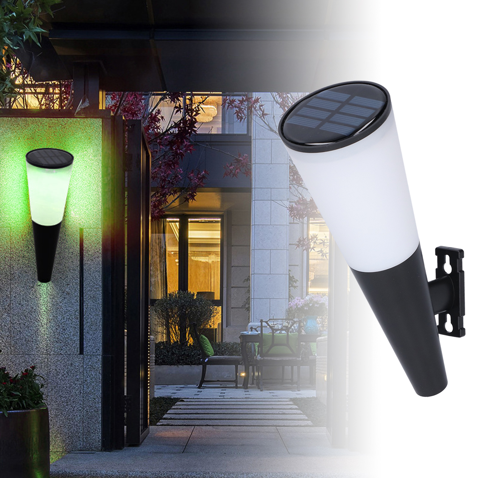 Solar-zaunleuchte, Solar-wandleuchte, Solar-gartennachtlicht, Rgb-mehrfarbenleuchte