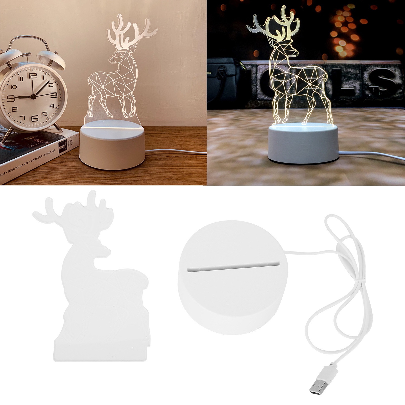 3d-hirsch-tischlampe – Halloween- Und Weihnachtsgeschenk Für Kinder – Nachttischlampe – Usb-3d-hirsch-nachtlicht