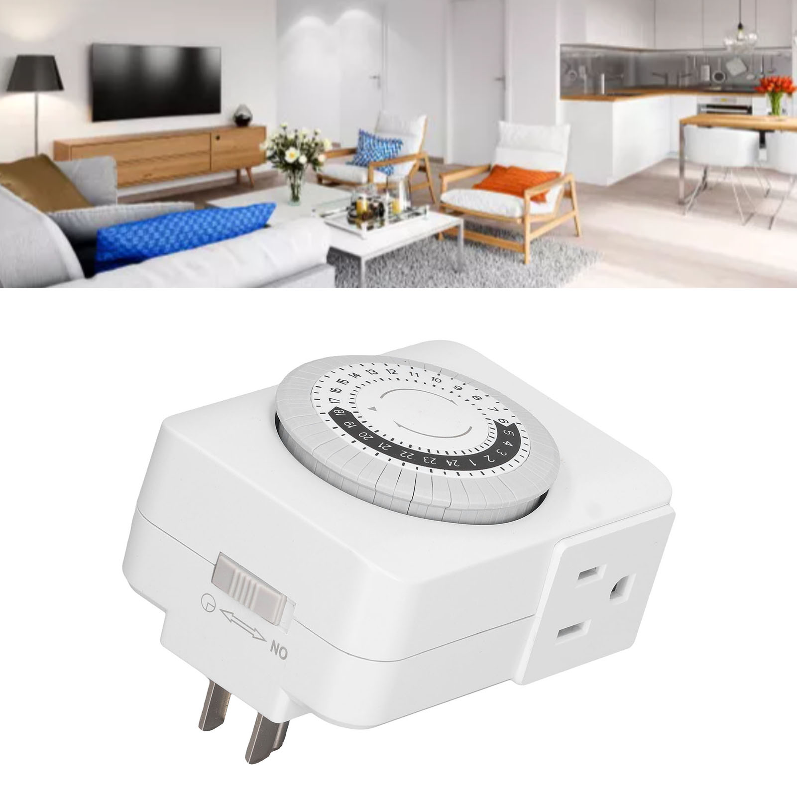 Der Smarte Zeitschaltstecker Ist Eine Intelligente Elektronische Steckdosenleiste Mit 24-stunden-zyklus, Einem 15-a-schalter Und Countdown-timer, Die Dem Us-standard 125 V 60 Hz Entspricht.