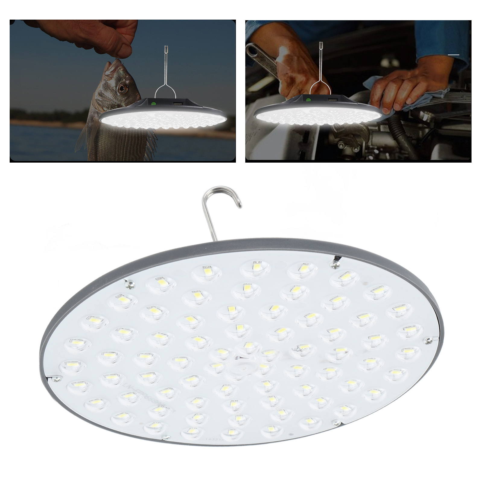 Wiederaufladbare, Tragbare Led-taschenlampe Mit Haken Für Straßenhändler, Notlicht, Ultradünne, Ufo-förmige Campinglampe.