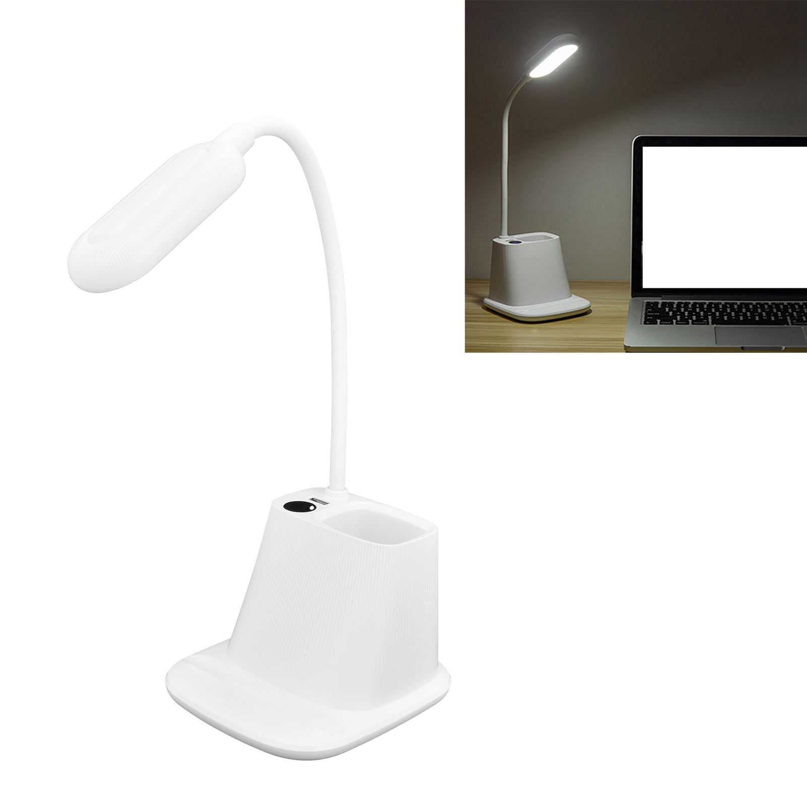 Faltbare Digitale Schreibtischlampe Zum Lesen, Lernen, Für Wohnzimmer, Schlafzimmer, Augenschutz, Handyhalterung, Powerbank, Weißes Licht, Warmes Licht, Natürliches Licht, Usb-ladefunktion, Weiß.