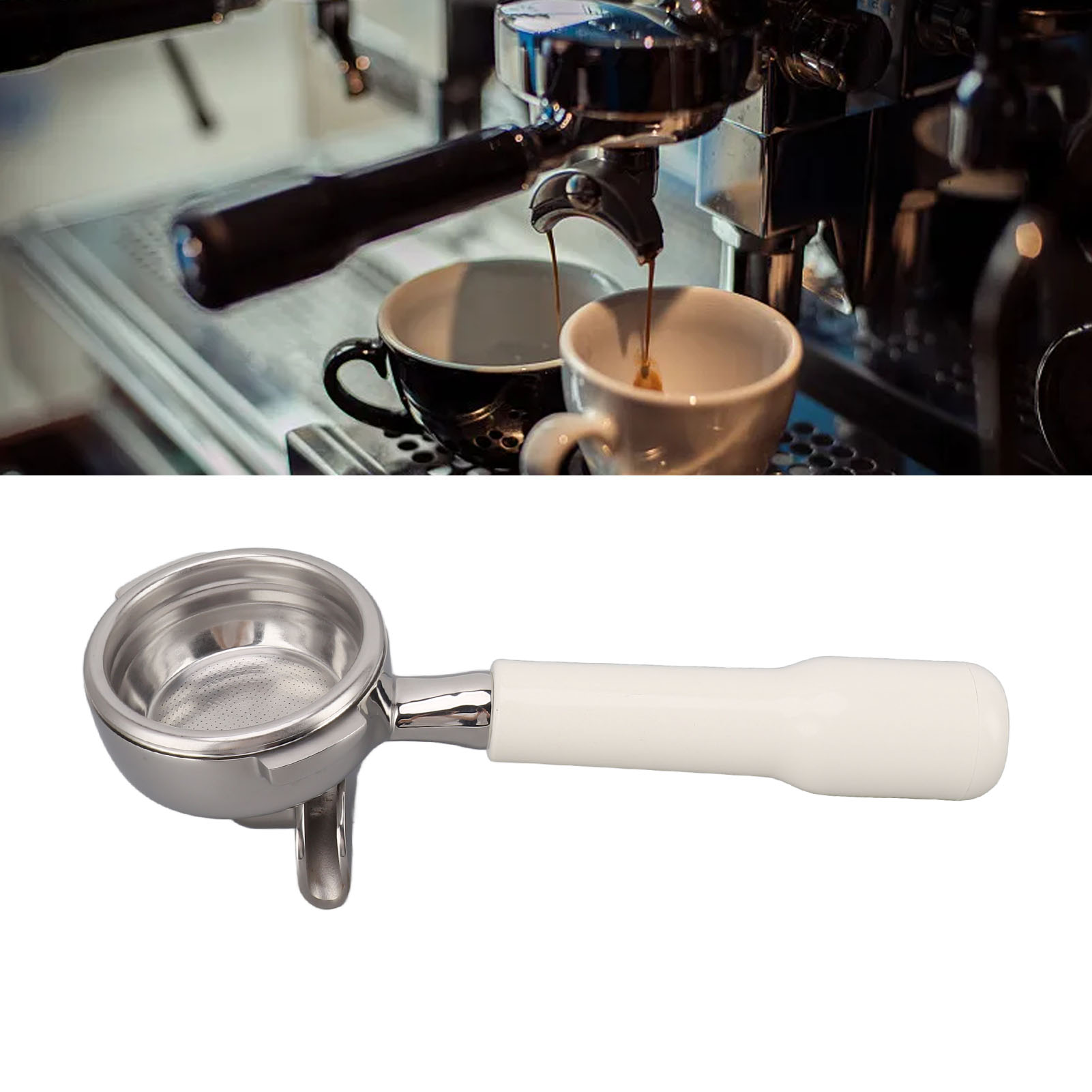 Nuova Kaffeemaschine Mit Doppelauslauf, 58 Mm, Edelstahlgriff, Modell C2, Weißer Kunststoff