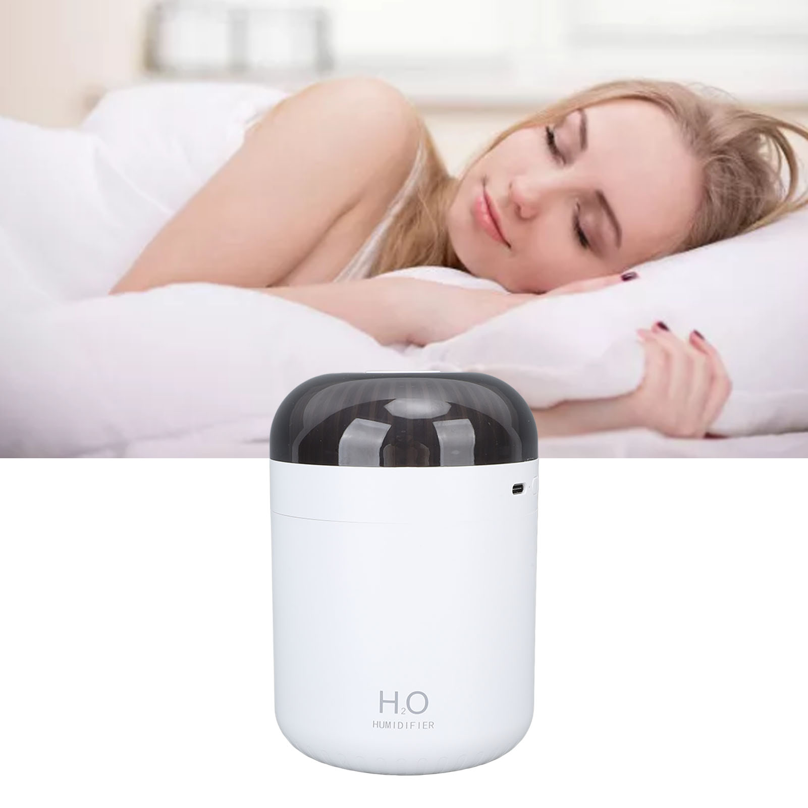 Großvolumiger Luftbefeuchter Mit 500 Ml Fassungsvermögen, Blinklicht, Usb-anschluss, Geeignet Für Den Einsatz Zu Hause Und Im Schlafzimmer, Mit Siebenfarbigem Nachtlicht Und Weißem Licht.