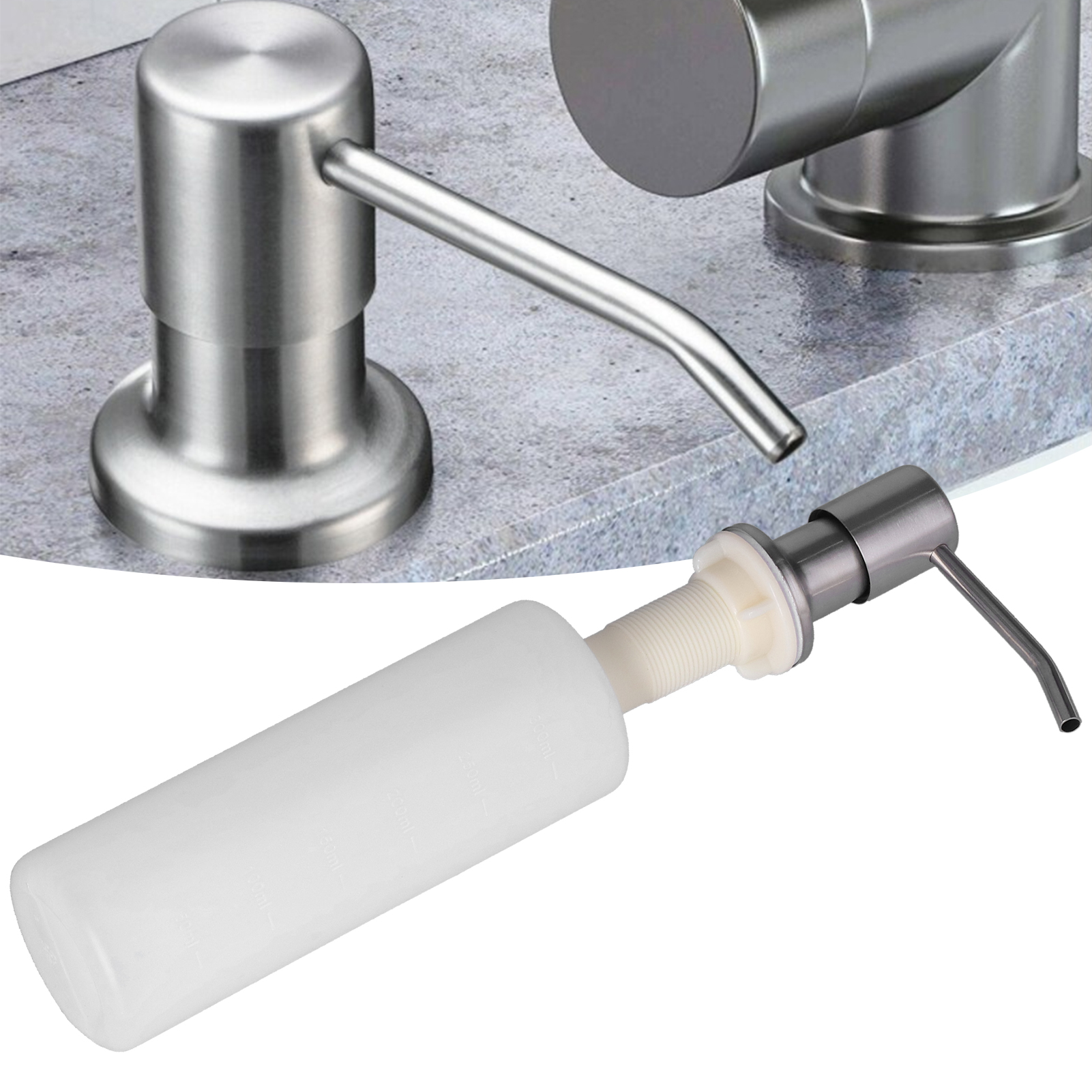 Seifenspender Für Die Küchenspüle Mit Edelstahl-druckkopf, 300-ml-seifenflasche, Tragbar Und Einfach Zu Installieren.