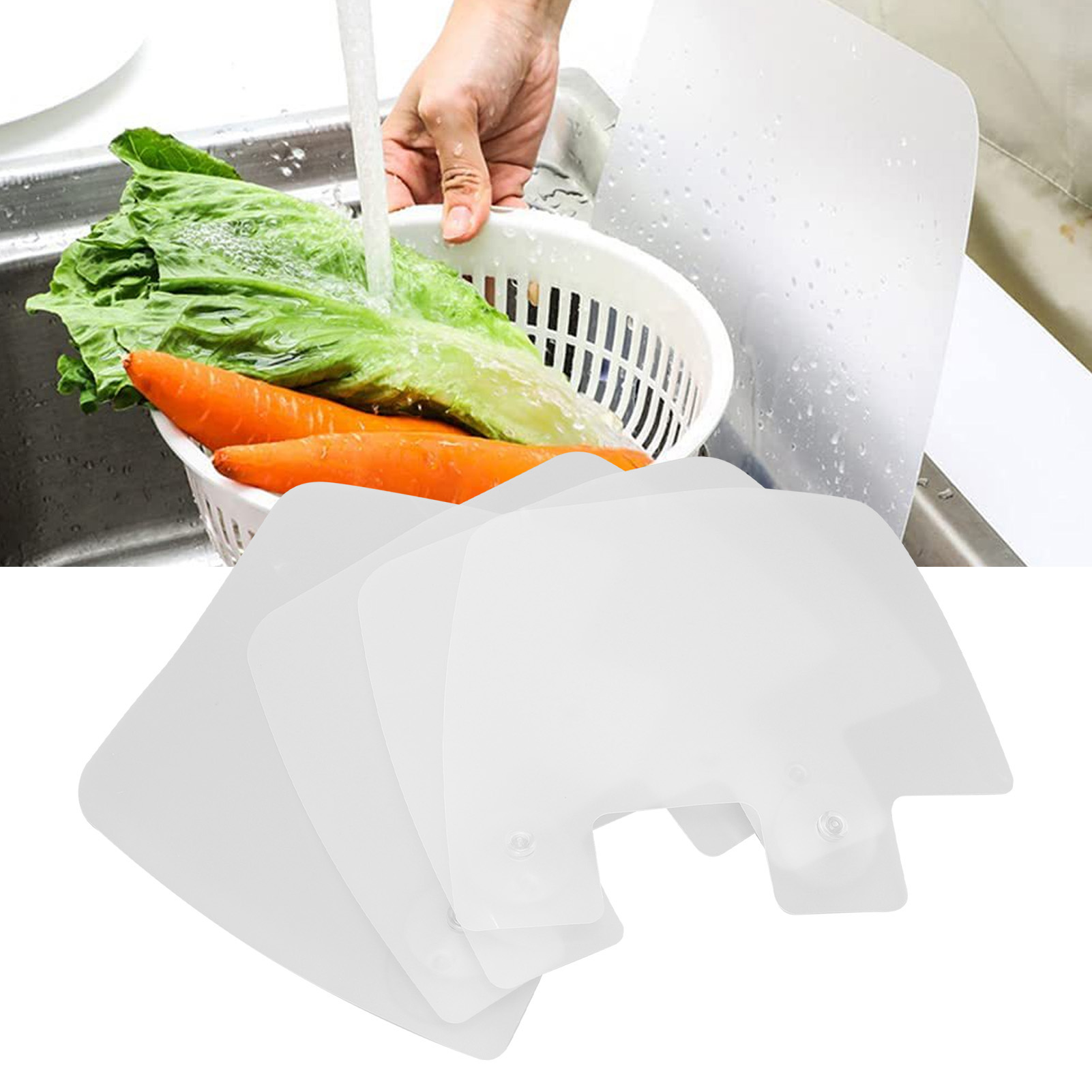 Set Mit 4 Spritzschutzvorrichtungen Für Spülbecken, Küchenrückwände, Abflussabdeckungen, Saugnapf-spritzschutz, Geschirrspülerabweiser
