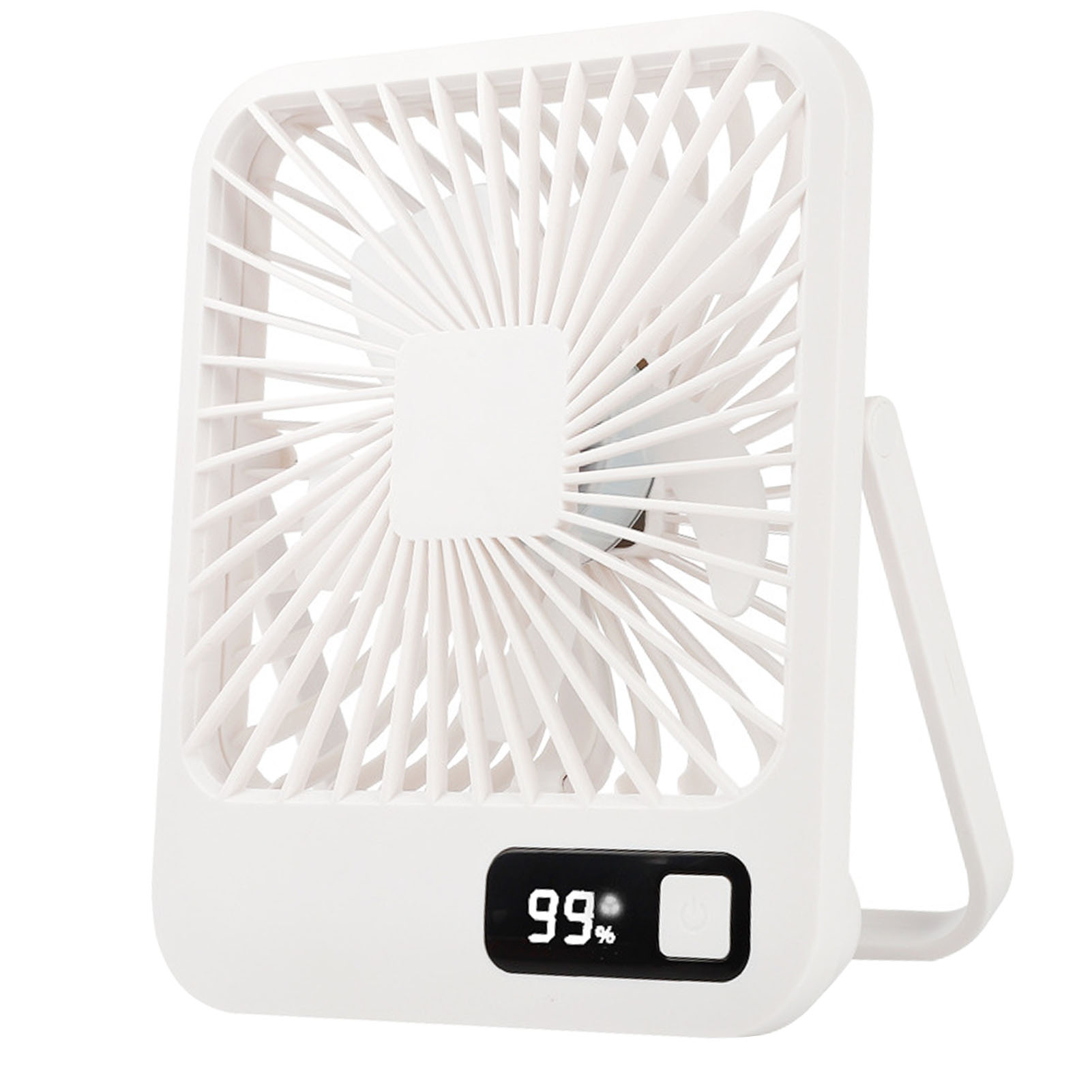 Jisu Mini-tischventilator, Wiederaufladbar, Ultraleise, Tragbar, Faltbar, Weiß, Für Büros Und Studentenzimmer
