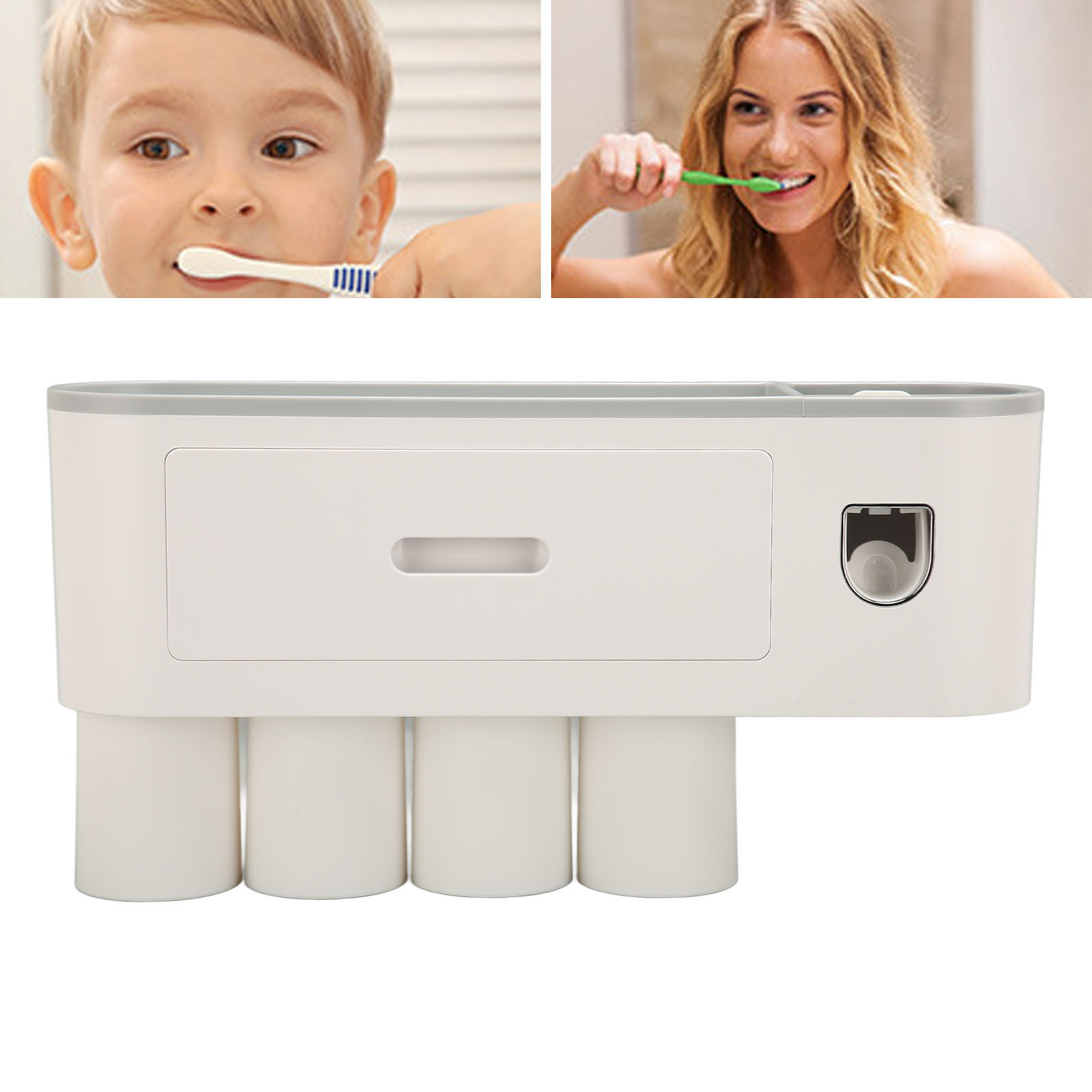 Kreativer Zahnbürstenhalter, Mundspülbecher Ohne Bohren, Luxuriöses, Wandmontiertes Zahnpflegeset Fürs Badezimmer, Vier Becher Für Eine Vierköpfige Familie.