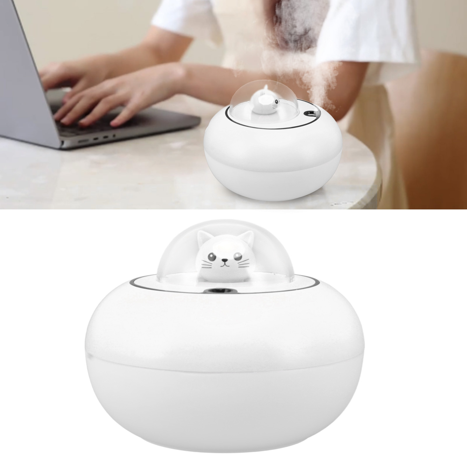 Mini-luftbefeuchter Für Haustiere, Niedlich Und Tragbar, Mit Usb-anschluss, Für Büro, Schlafzimmer Oder Andere Arbeitsbereiche. Leiser Und Tragbarer Wasserzerstäuber, Weiß.