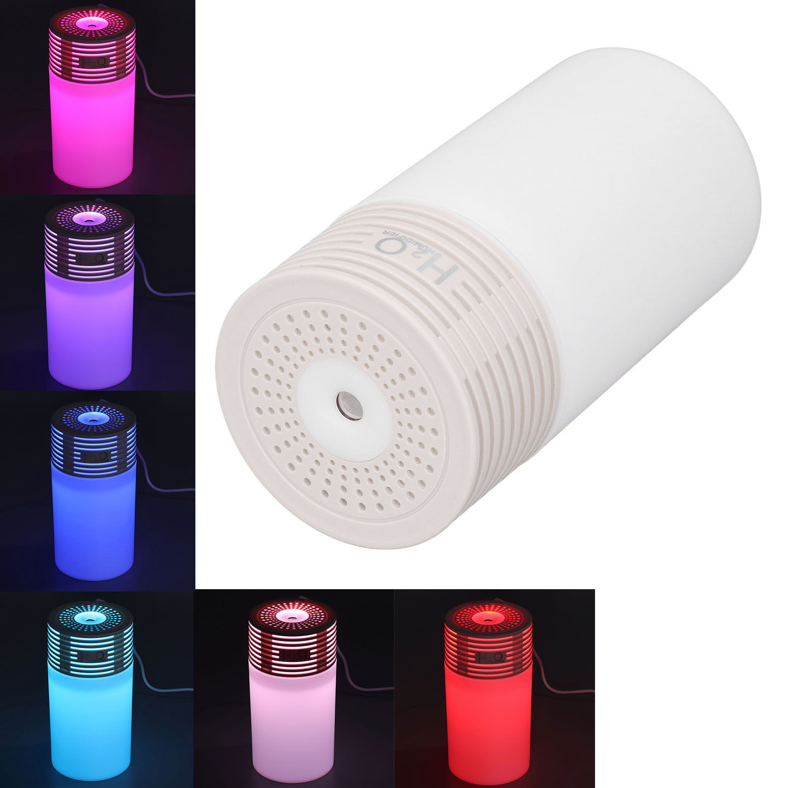 Kreativer Luftbefeuchter Mit Licht- Und Schatteneffekten Für Büro Und Auto, Mit Hoher Nebelleistung, Farbigem Nachtlicht, Usb-zerstäuber Und Weißer Farbe.