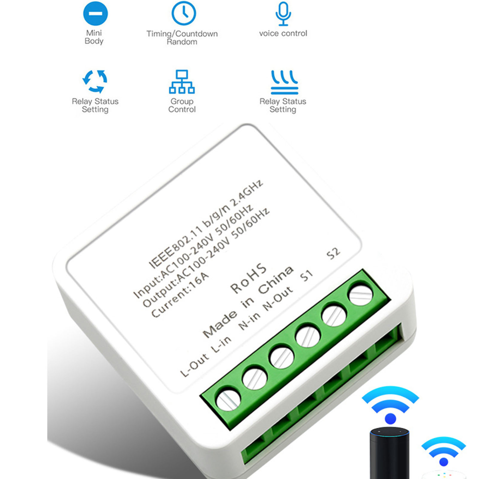 Tuya Graffiti White Smart-schalter, Wlan-controller, Mini-smart-anschlussdose, 16a Smart Home