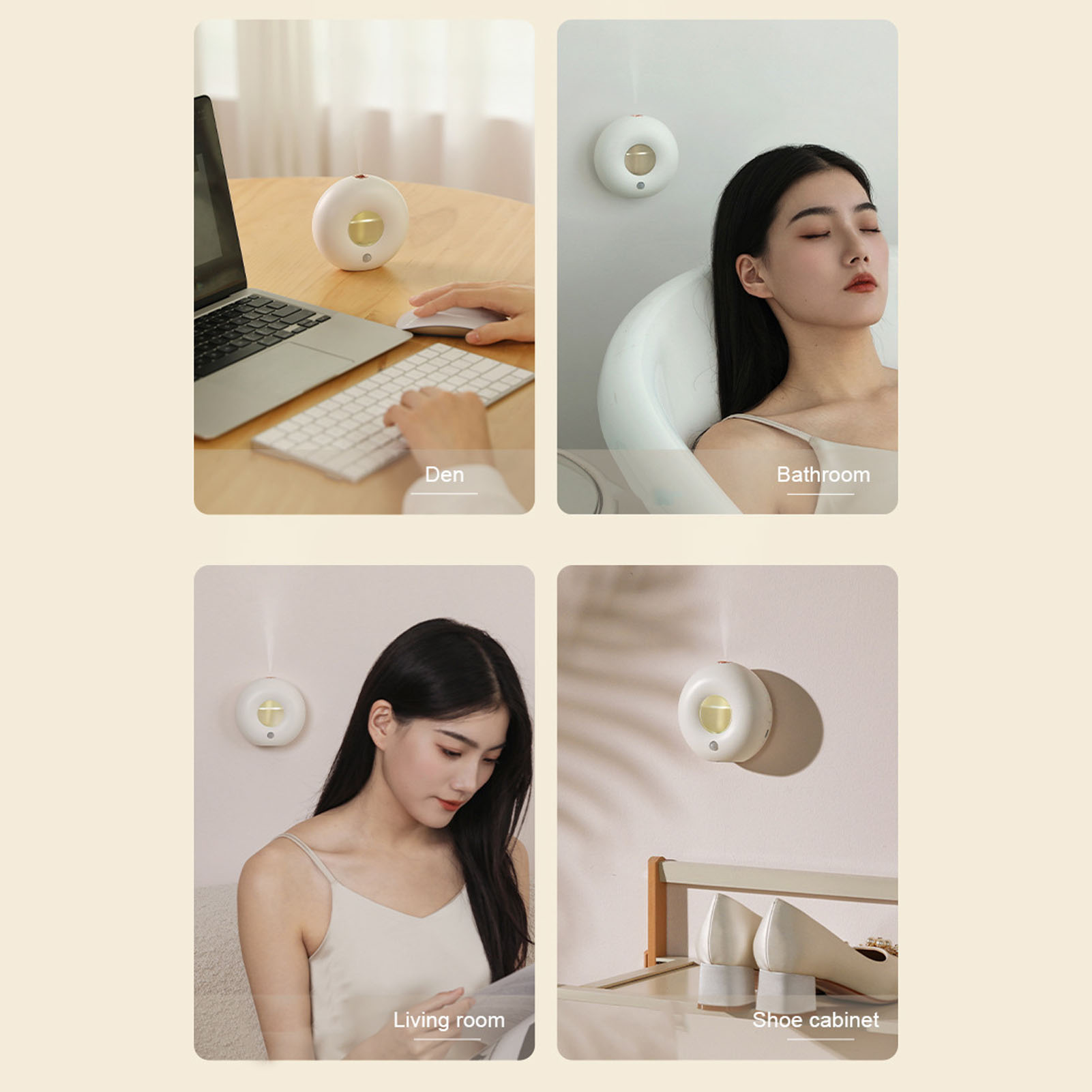 Mini-aroma-diffusor In Donut-form, Intelligenter Sensor-diffusor, Ätherisches Ölspray, Aromatherapie-diffusor, Usb-aufladbar, Weiß.