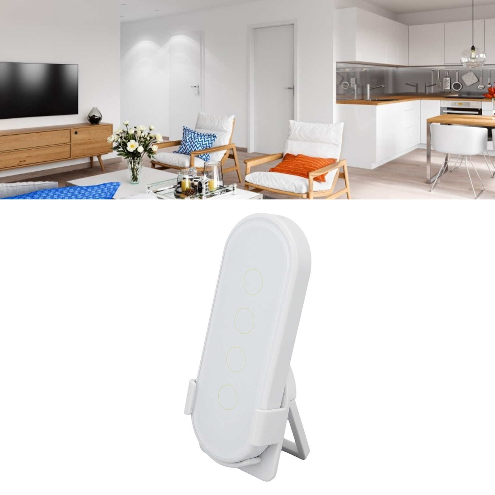 Tuya Scene Smart Wireless Touch-schalter, Wi-fi- Und Zigbee-kompatibel, 4 Tasten, Weiß, Selbstklebend