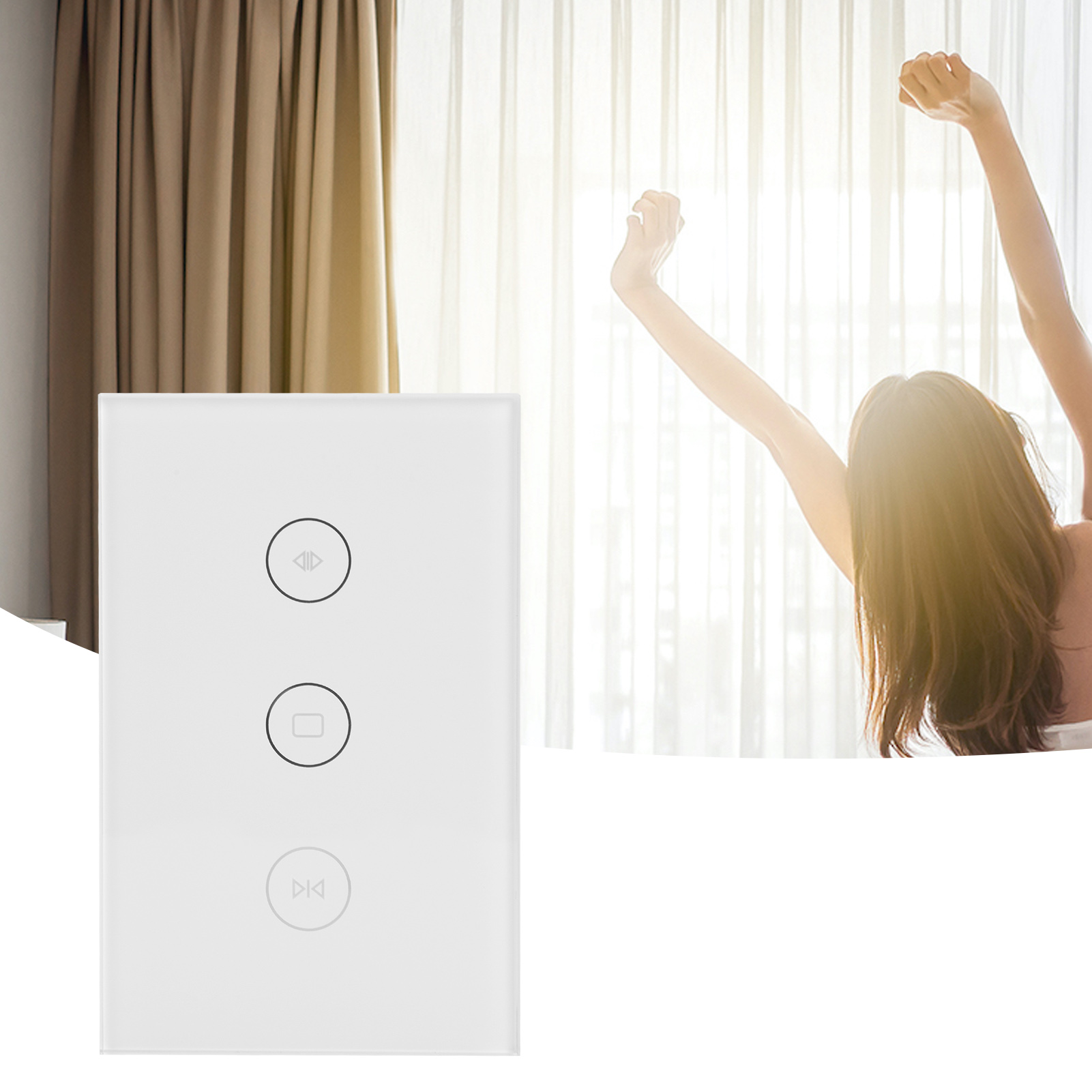 Wlan-vorhangschalter, Intelligenter Wlan-touchschalter, Drahtlos Per App Steuerbarer Vorhangschalter, Rolloschalter, Kompatibel Mit Alexa Und Google Home.