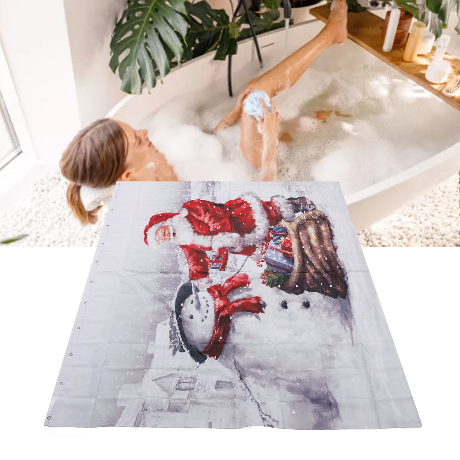Weihnachtlicher Duschvorhang, Dicker, Wasserdichter Polyester-badezimmervorhang Mit Digitaldruck, Raumteiler, Duschvorhang