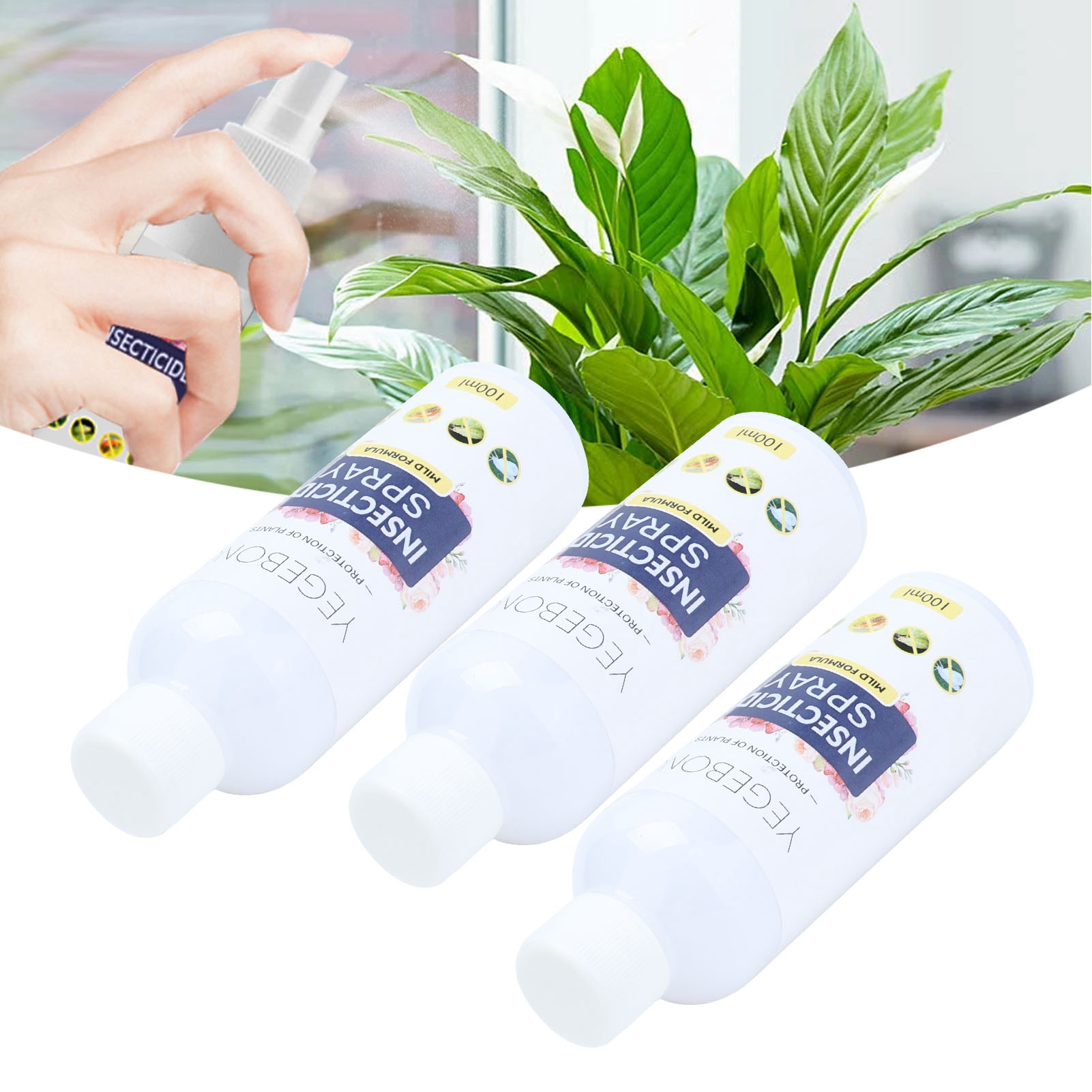Insektizidspray Für Blumen Und Topfpflanzen (3 Stück/100 Ml) Gegen Insekten Und Spinnen.
