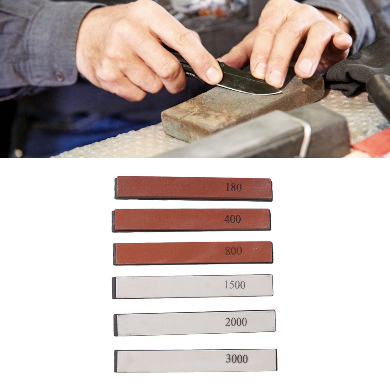 Weißer Korund-schärfstein, Integrierter Sockel, Set Mit Abgewinkelten Schleifsteinen, 6-teilig.