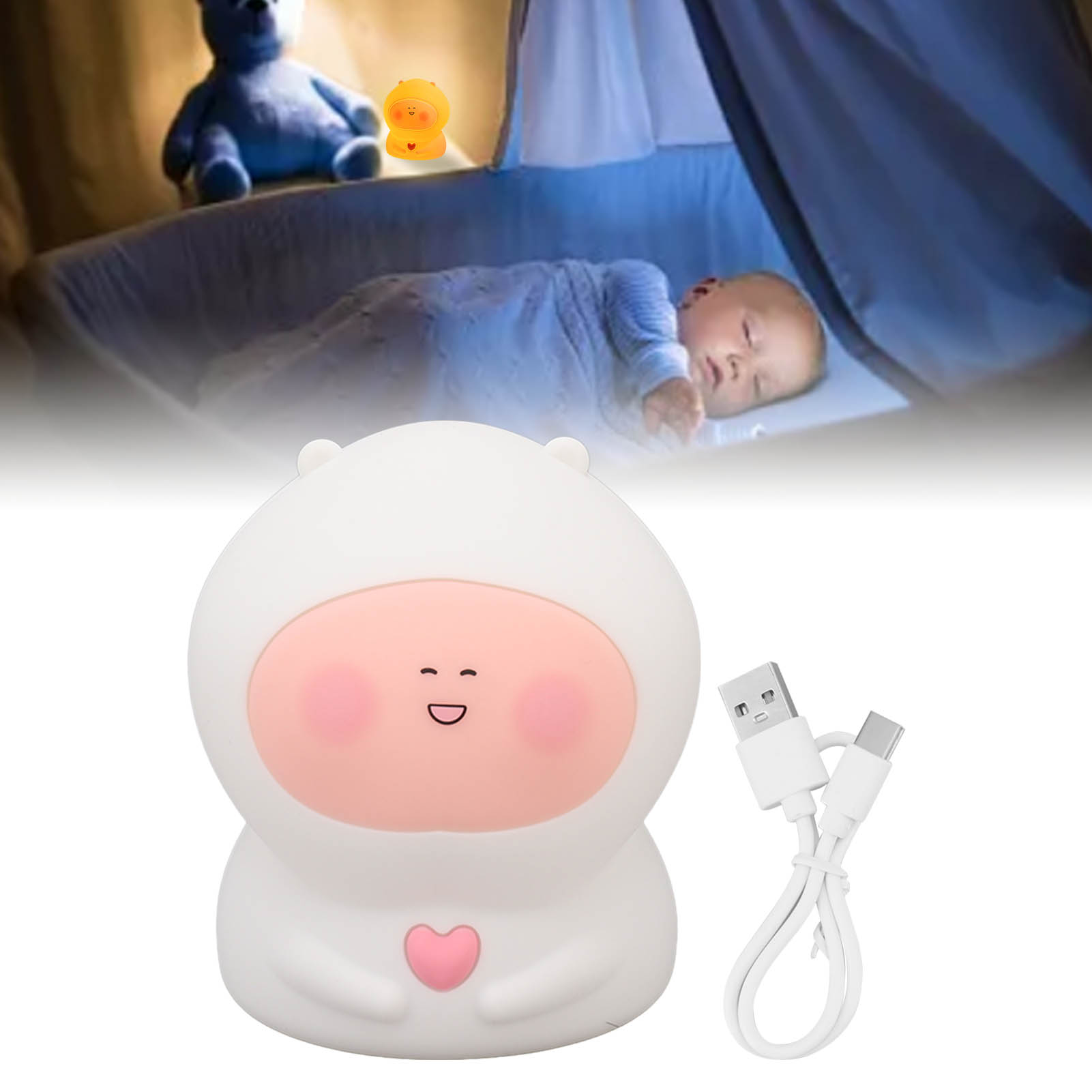 Fat Peach Silikon-stimmungslampe, Farbenfrohe Nachttischlampe Mit Usb-anschluss