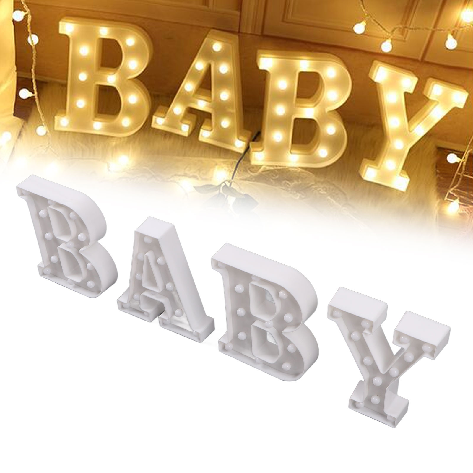 Led-beleuchteter Buchstabe Baby, Dekoratives Licht, Neon, Batterielos.