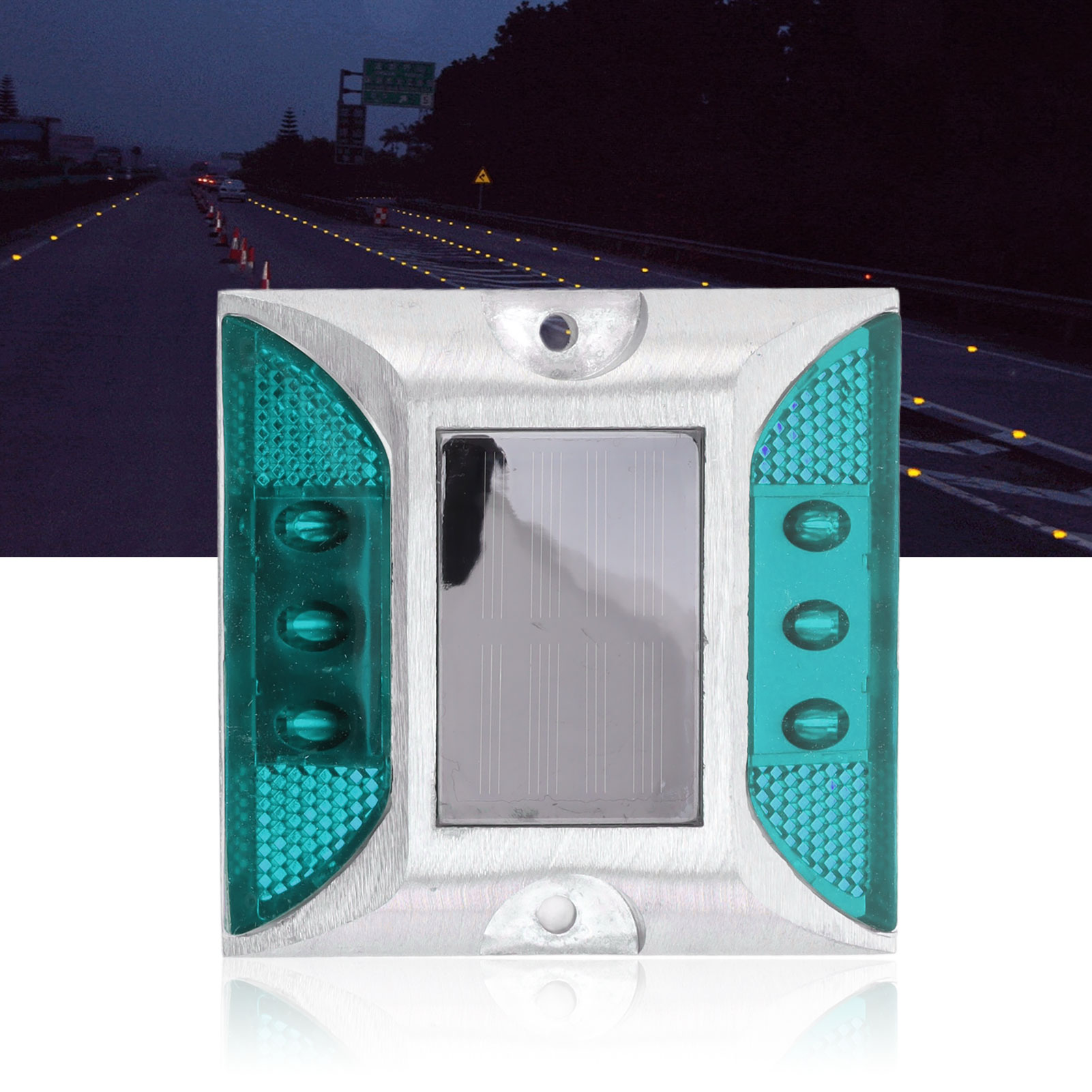 Kleiner, Quadratischer Solarampelmast Mit 6 Leuchten, Ampelmast Aus Aluminiumguss, Doppelseitiger Reflektierender Verkehrsschildmast, Blinkende Grüne Solarampel